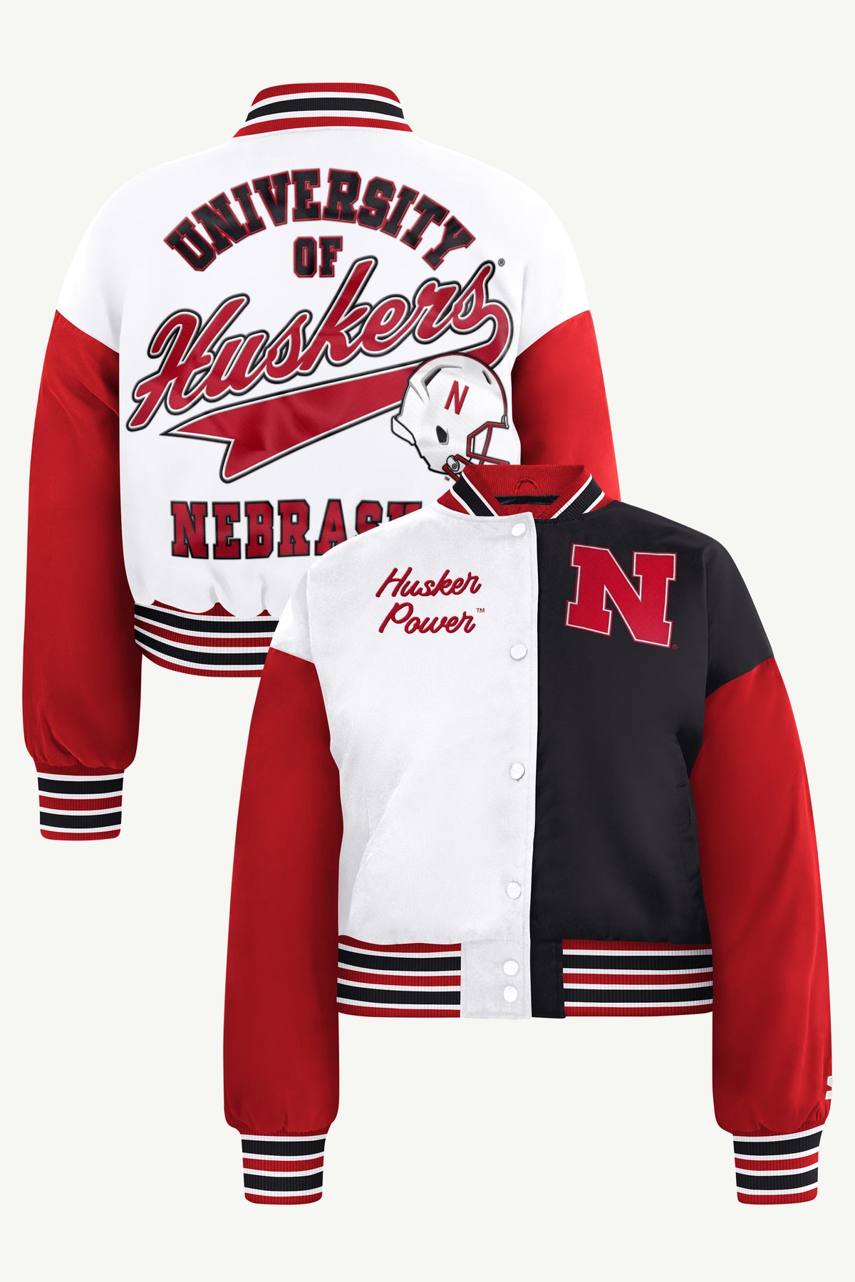 WOMENS NEBRASKA HUSKERS GAME ON VARSITY JACKET View 1