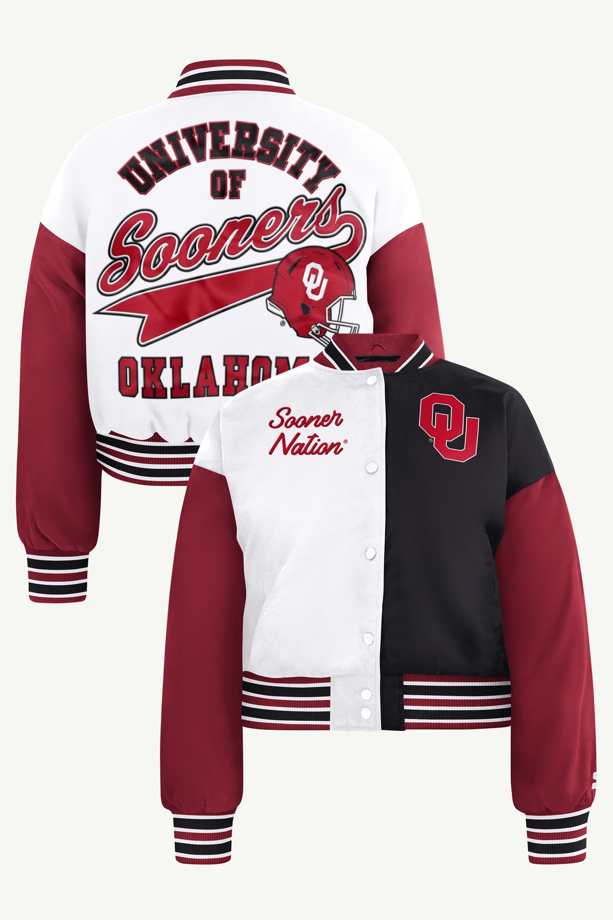 WOMENS OKLAHOMA SOONERS GAME ON VARSITY JACKET View 1