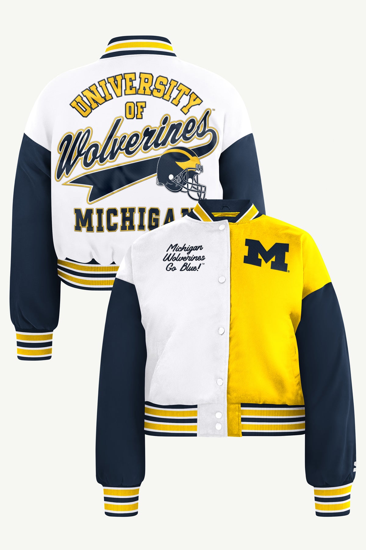 WOMENS MICHIGAN WOLVERINES GAME ON VARSITY JACKET View 1