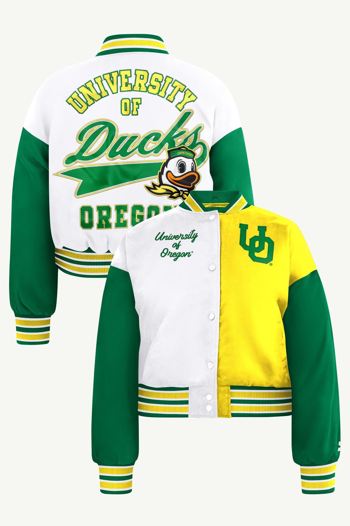 WOMENS OREGON DUCKS GAME ON VARSITY JACKET View 1