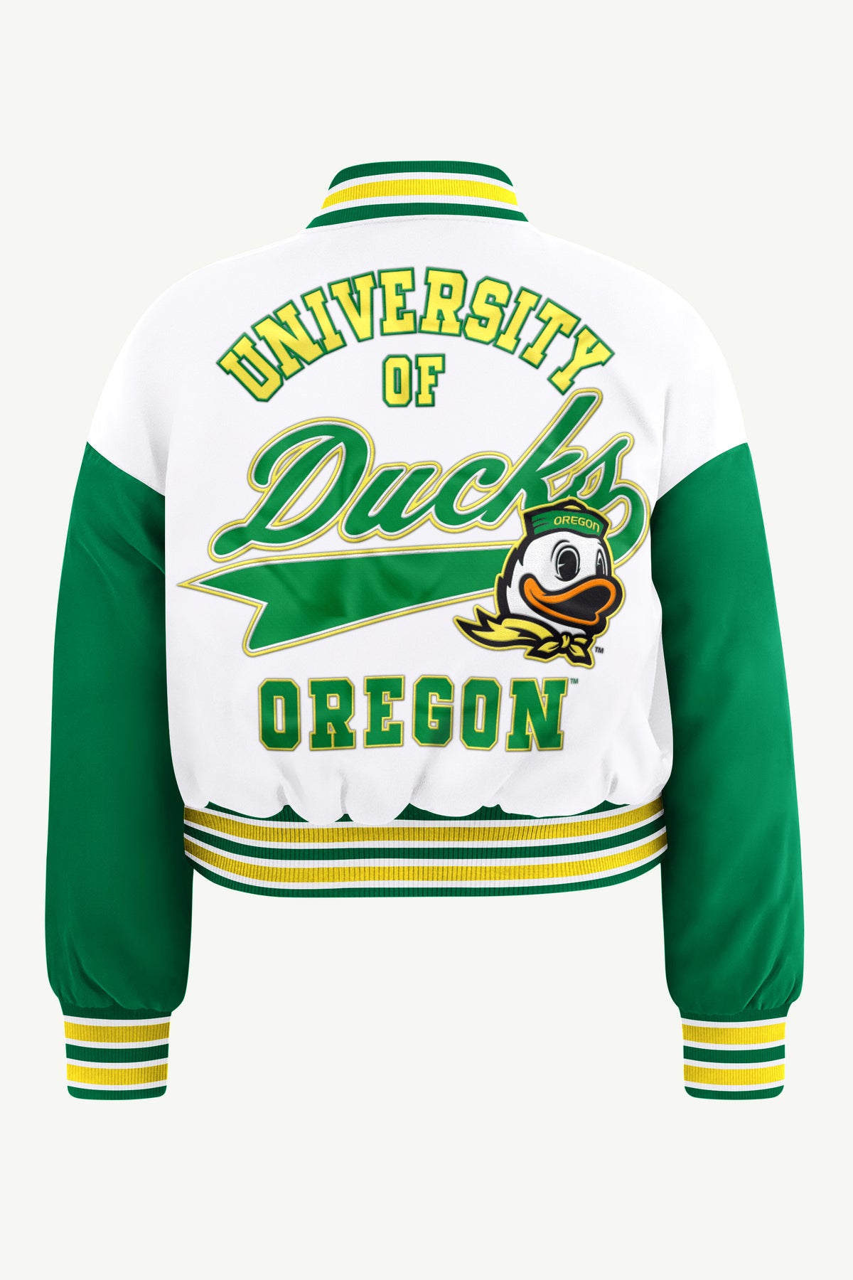 WOMENS OREGON DUCKS GAME ON VARSITY JACKET View 3