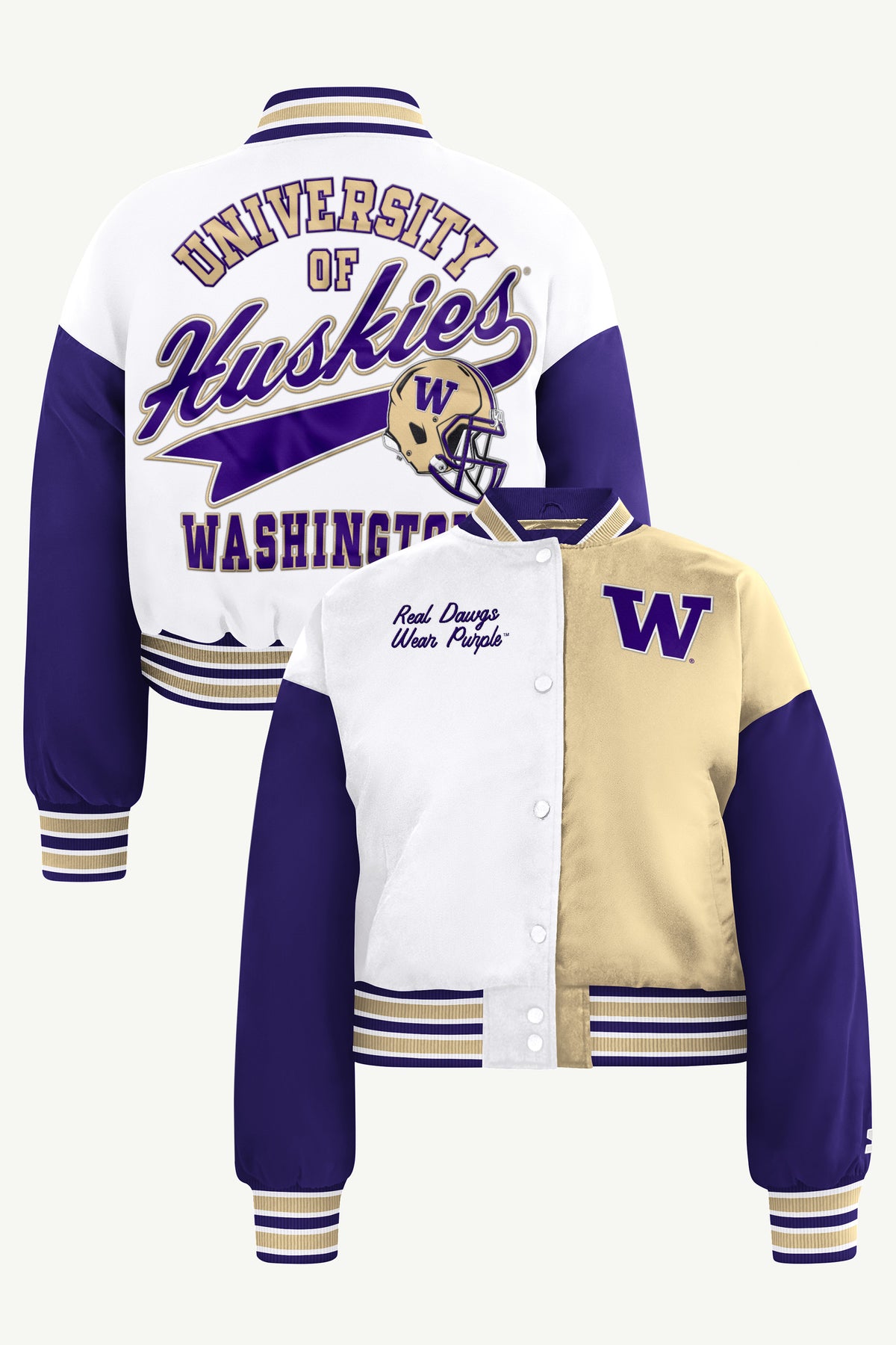 WOMENS WASHINGTON HUSKIES GAME ON VARSITY JACKET View 1