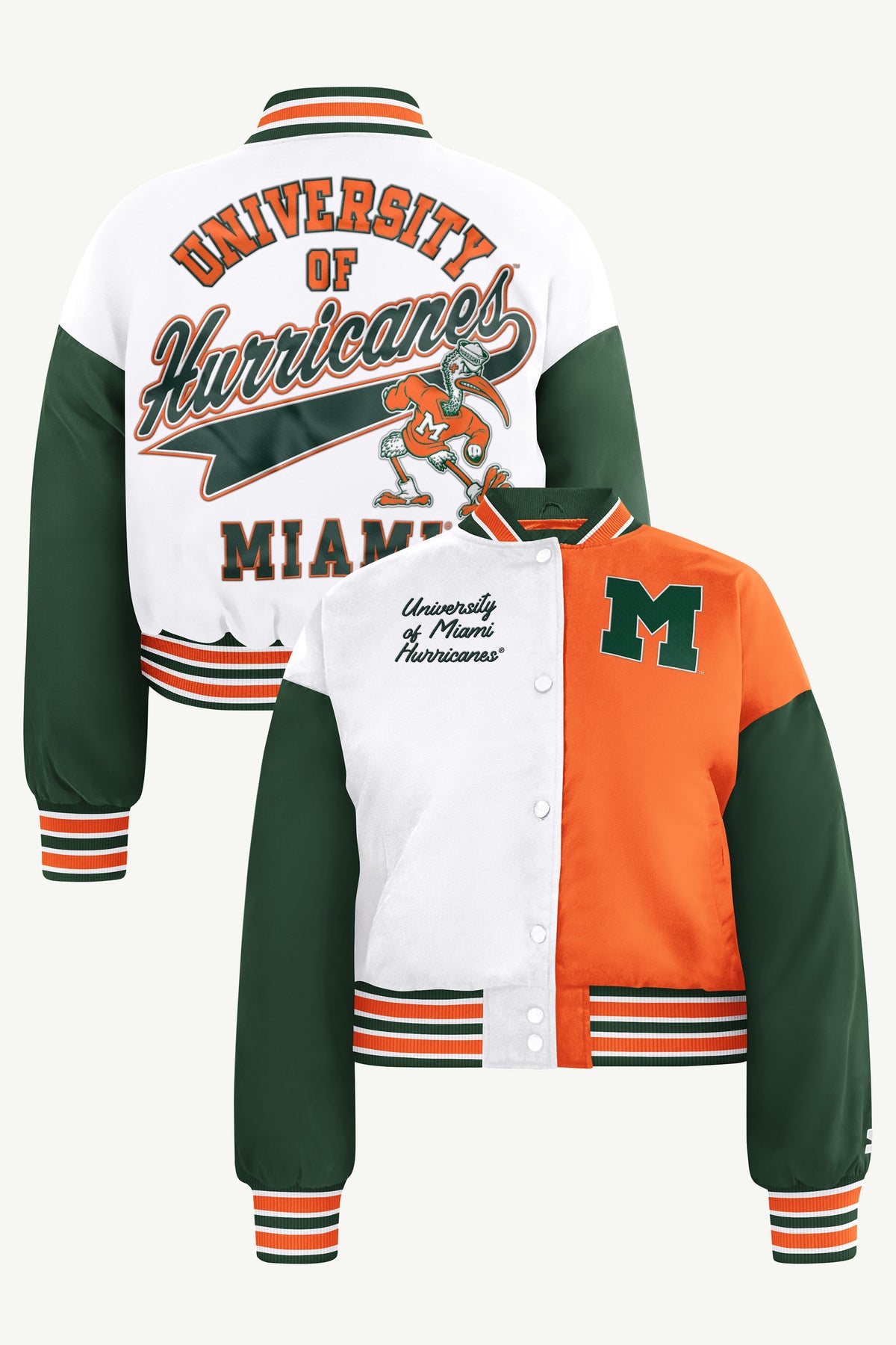 WOMENS MIAMI HURRICANES GAME ON VARSITY JACKET View 1