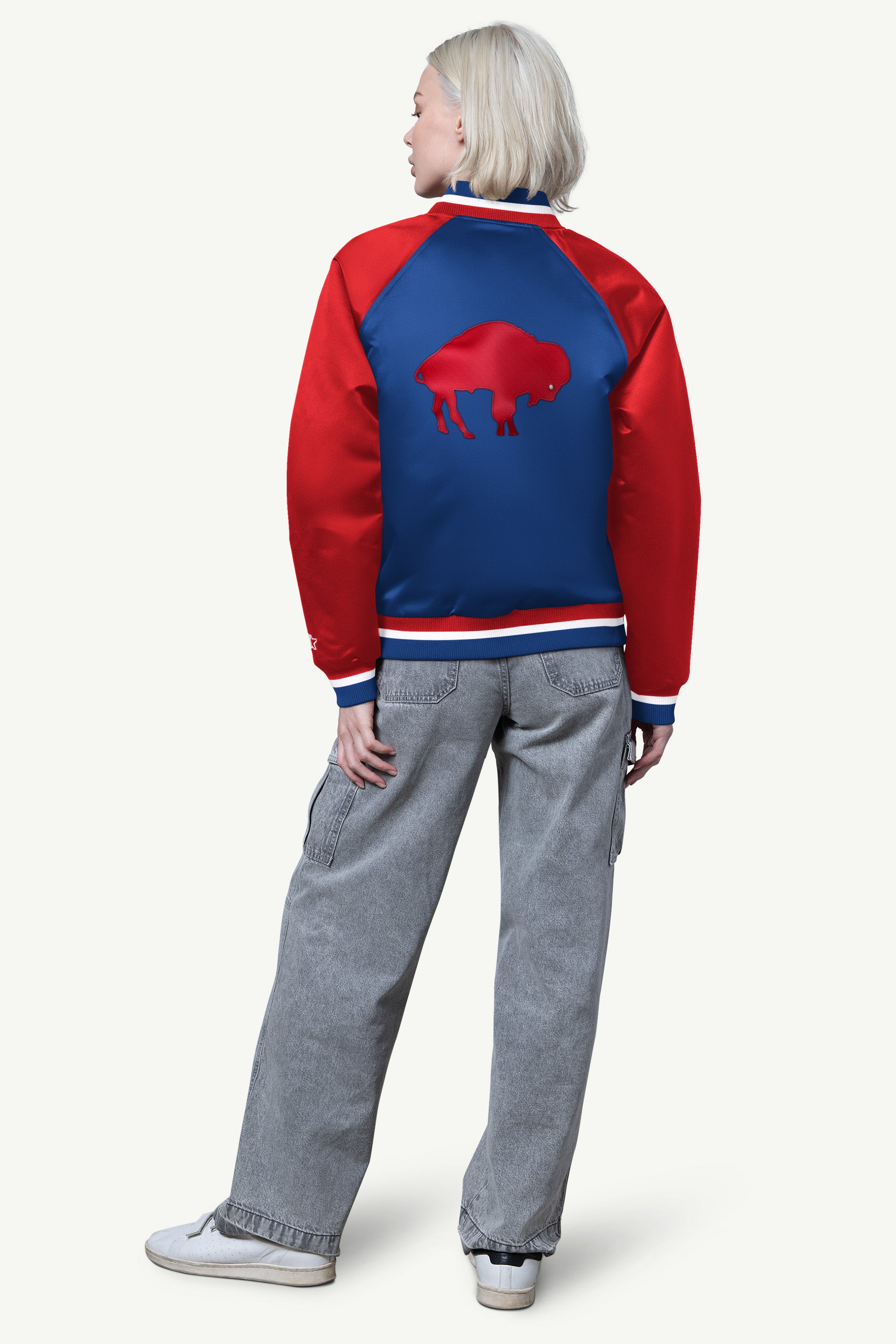 WOMENS BUFFALO BILLS FINAL SCORE SATIN VARSITY JACKET View 2 | Buffalo Bills