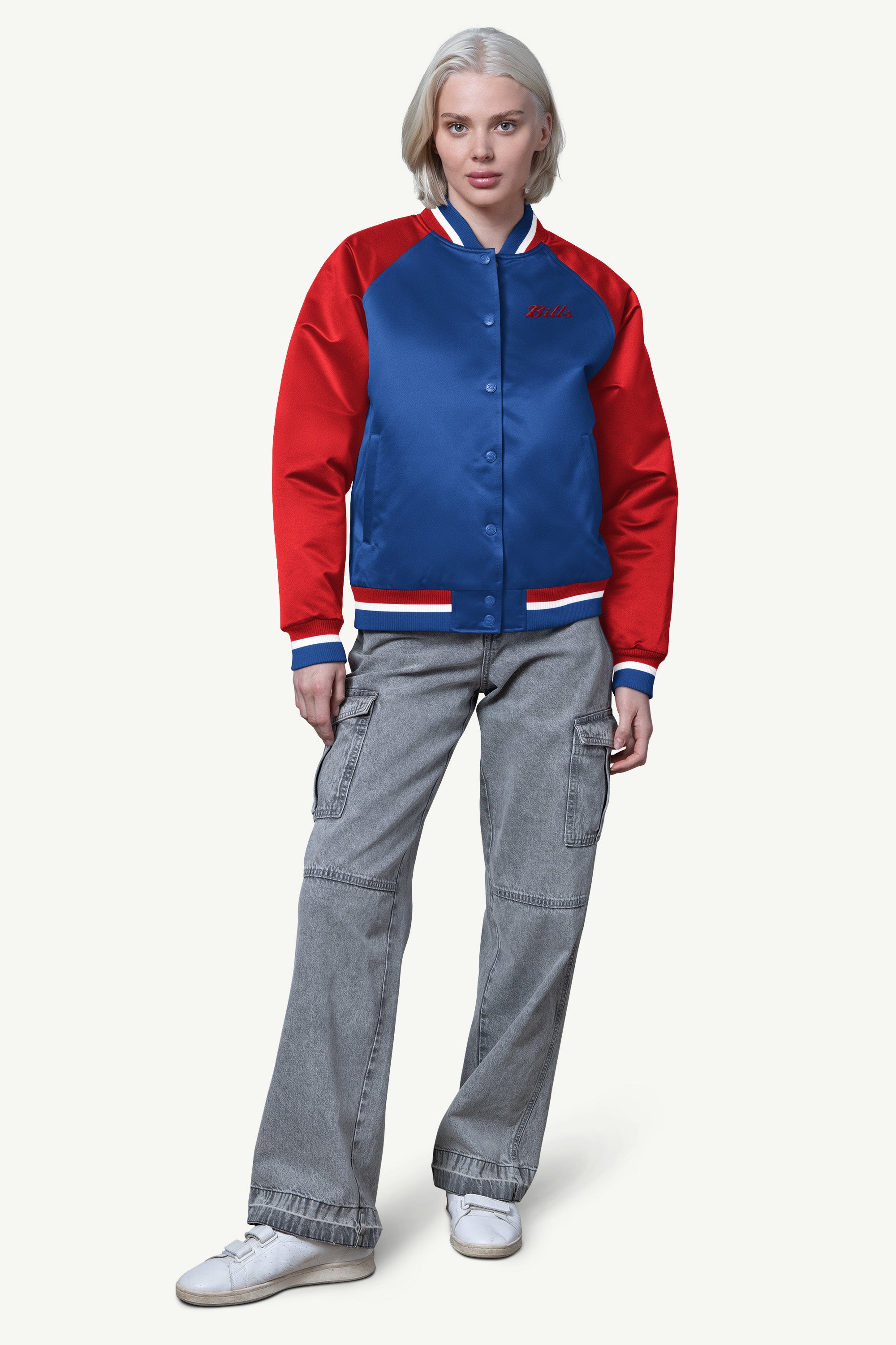 WOMENS BUFFALO BILLS FINAL SCORE SATIN VARSITY JACKET View 3 | Buffalo Bills
