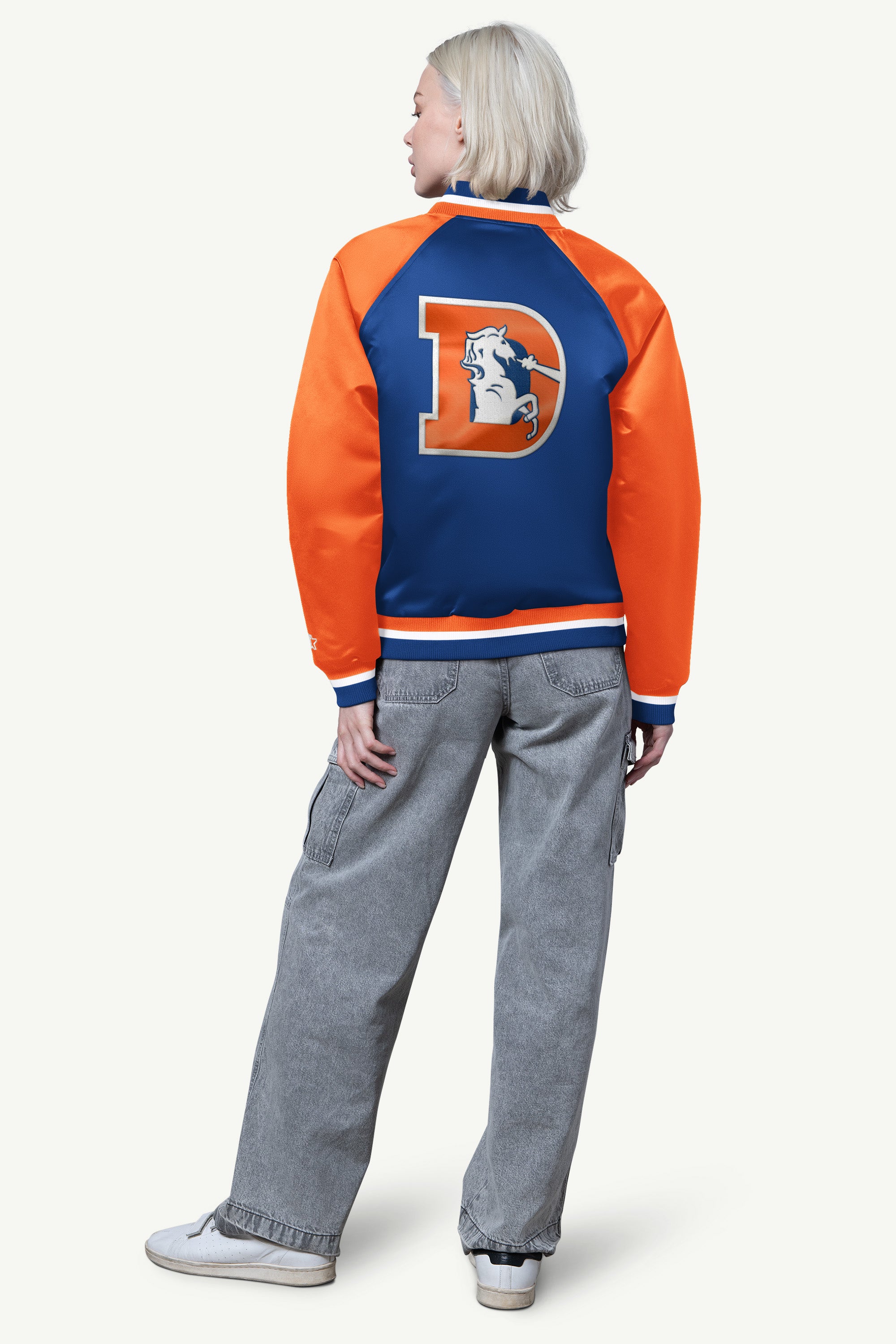WOMENS DENVER BRONCOS FINAL SCORE SATIN VARSITY JACKET View 2 | NFL