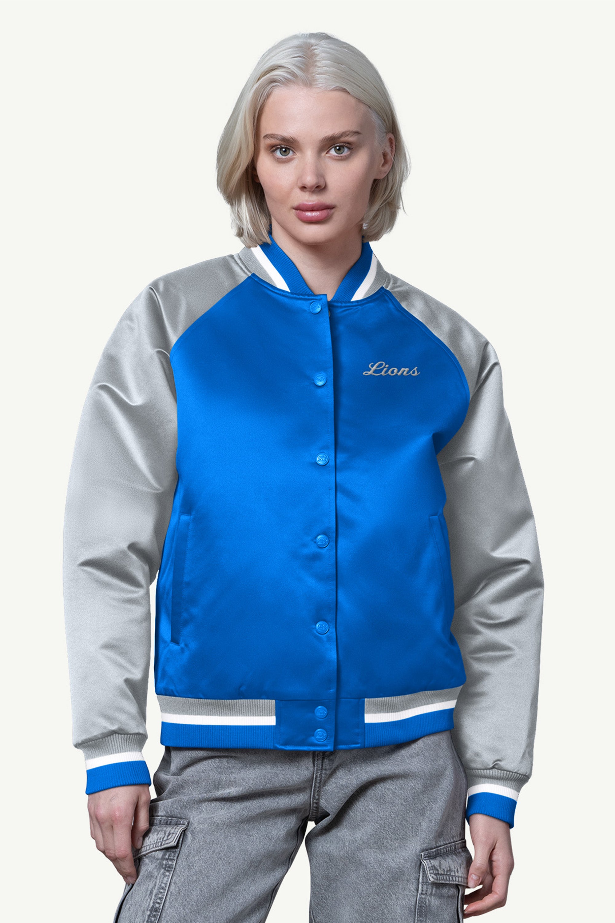 Womens Detroit Lions Final Score Satin Varsity Jacket | NFL | Starter