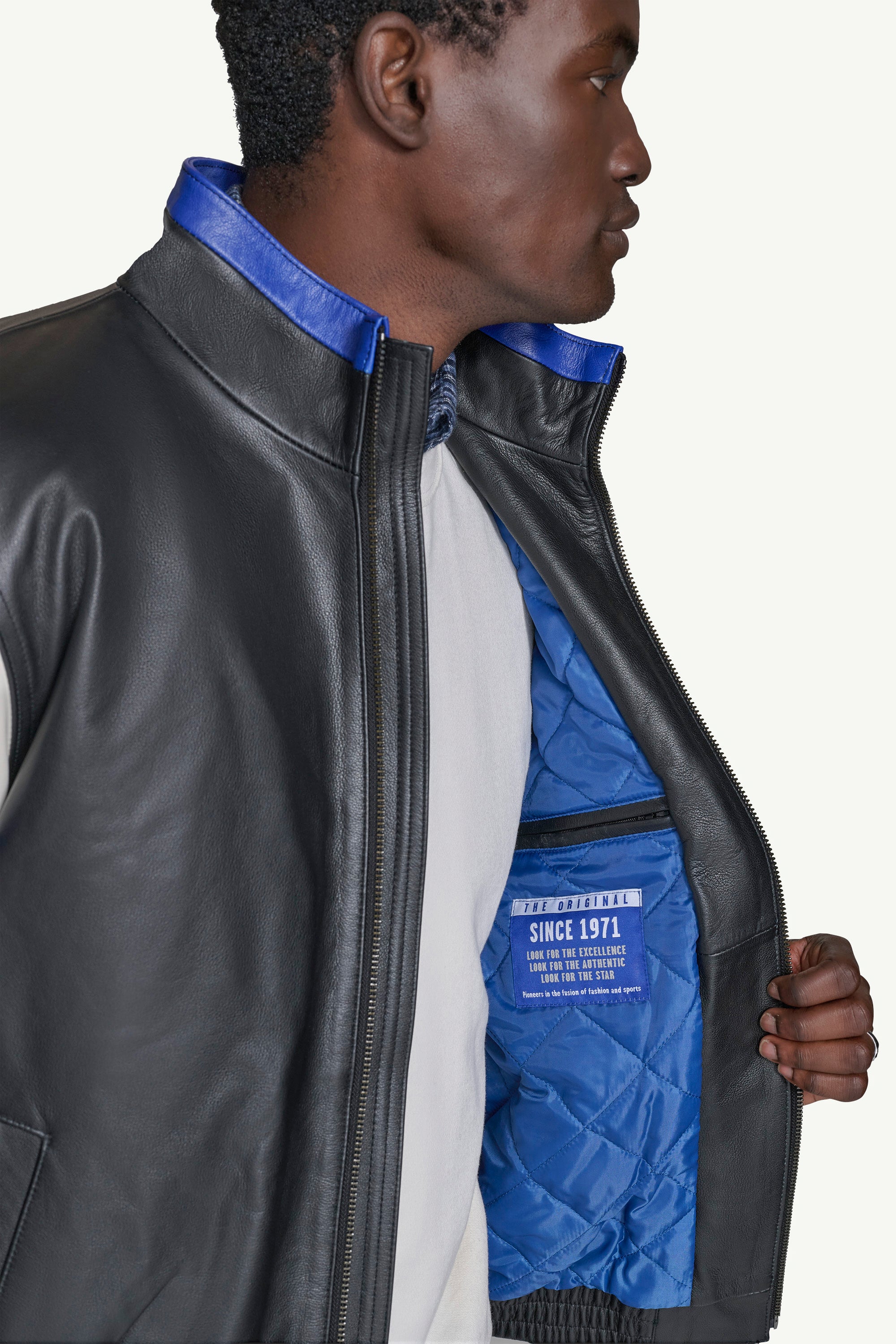 MENS BUFFALO BILLS FULL ZIP LEATHER JACKET View 5