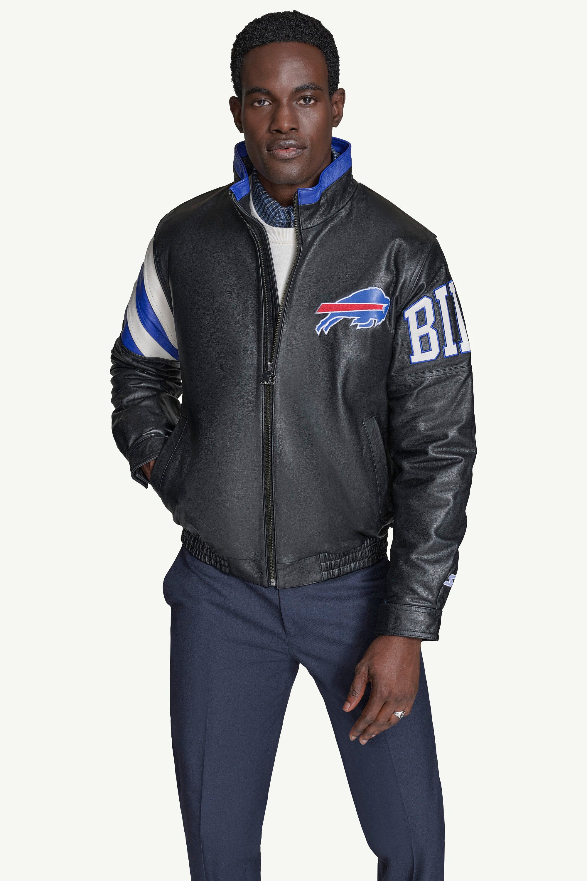 MENS BUFFALO BILLS FULL ZIP LEATHER JACKET View 1 | NFL MENS BUFFALO BILLS FULL ZIP LEATHER JACKET View 1 | NFL