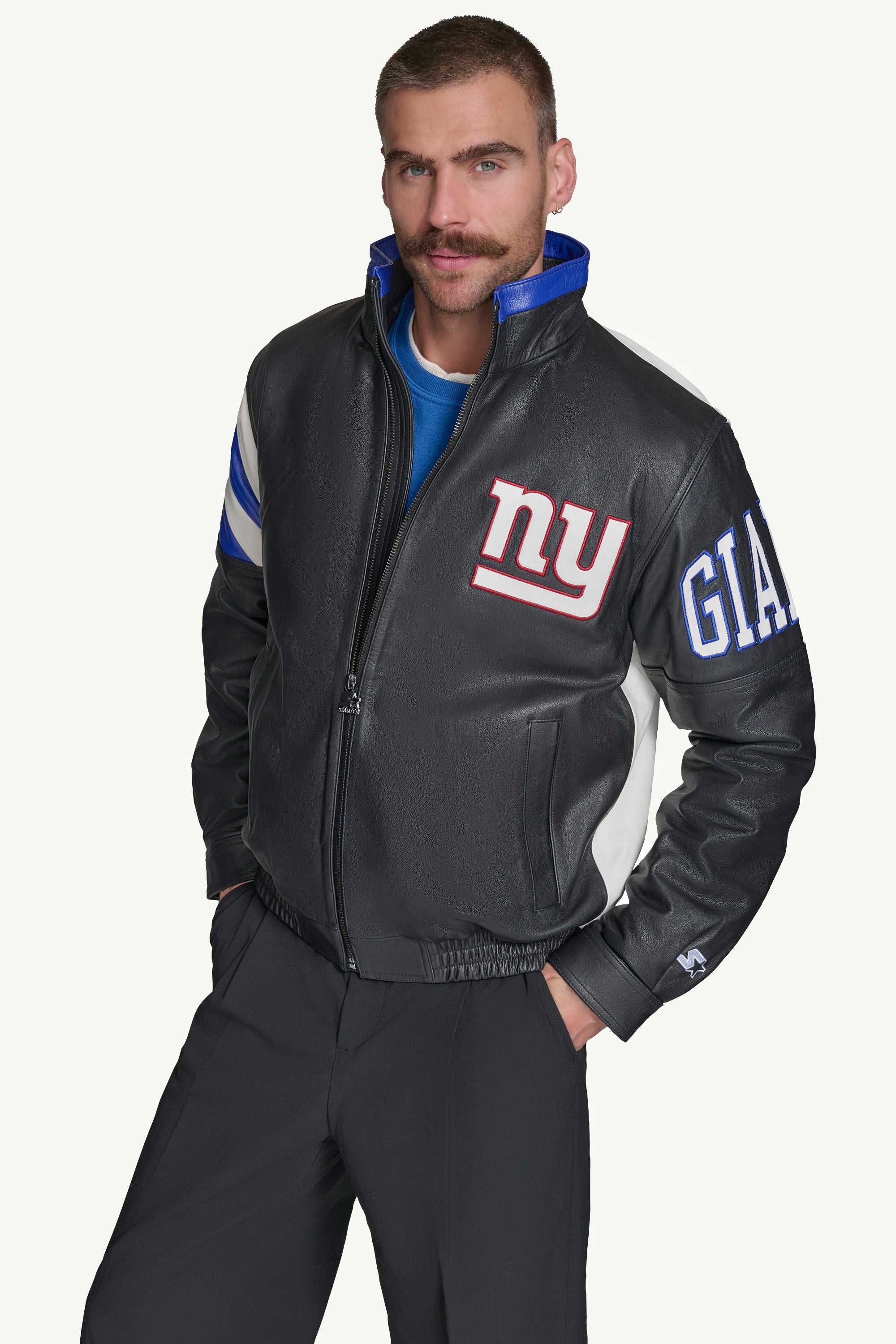 MENS NEW YORK GIANTS FULL ZIP LEATHER JACKET View 1 | NFL