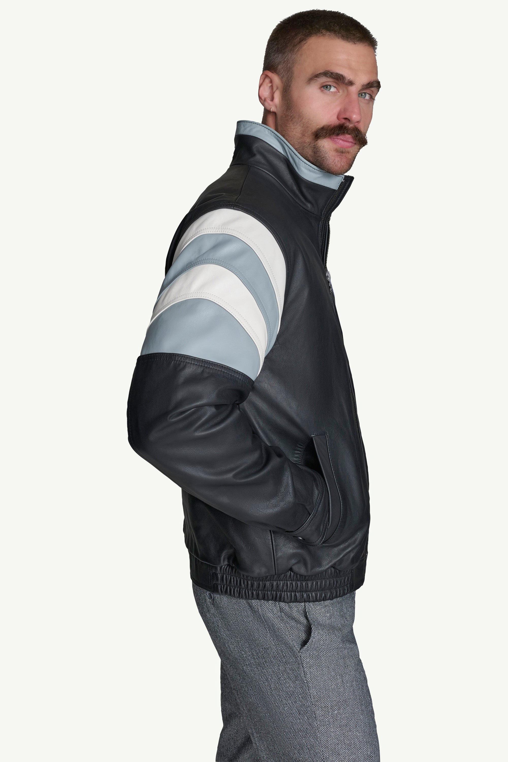 MENS LAS VEGAS RAIDERS FULL ZIP LEATHER JACKET View 4 | Las Vegas Raiders
