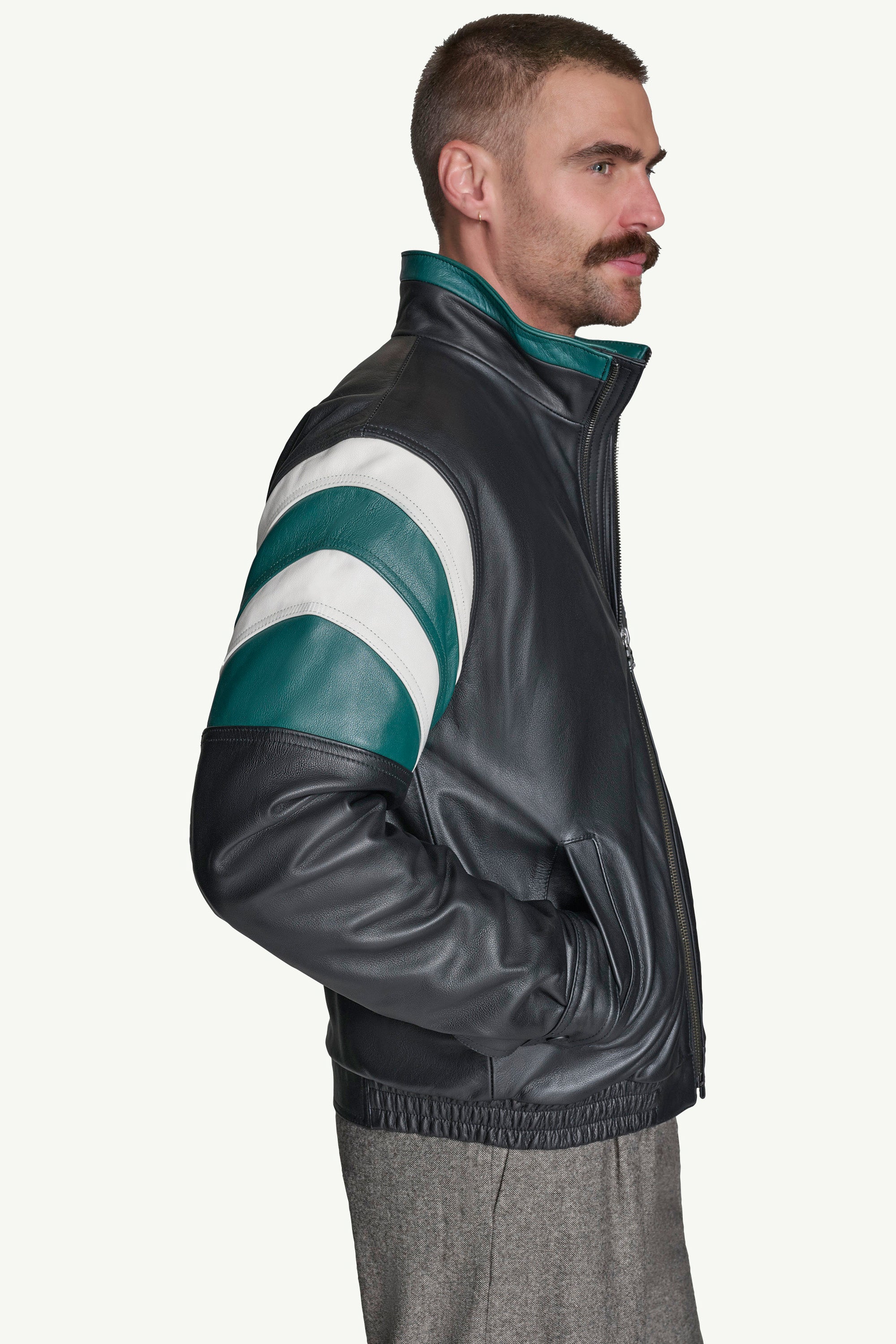 MENS PHILADELPHIA EAGLES FULL ZIP LEATHER JACKET View 5 | Philadelphia Eagles