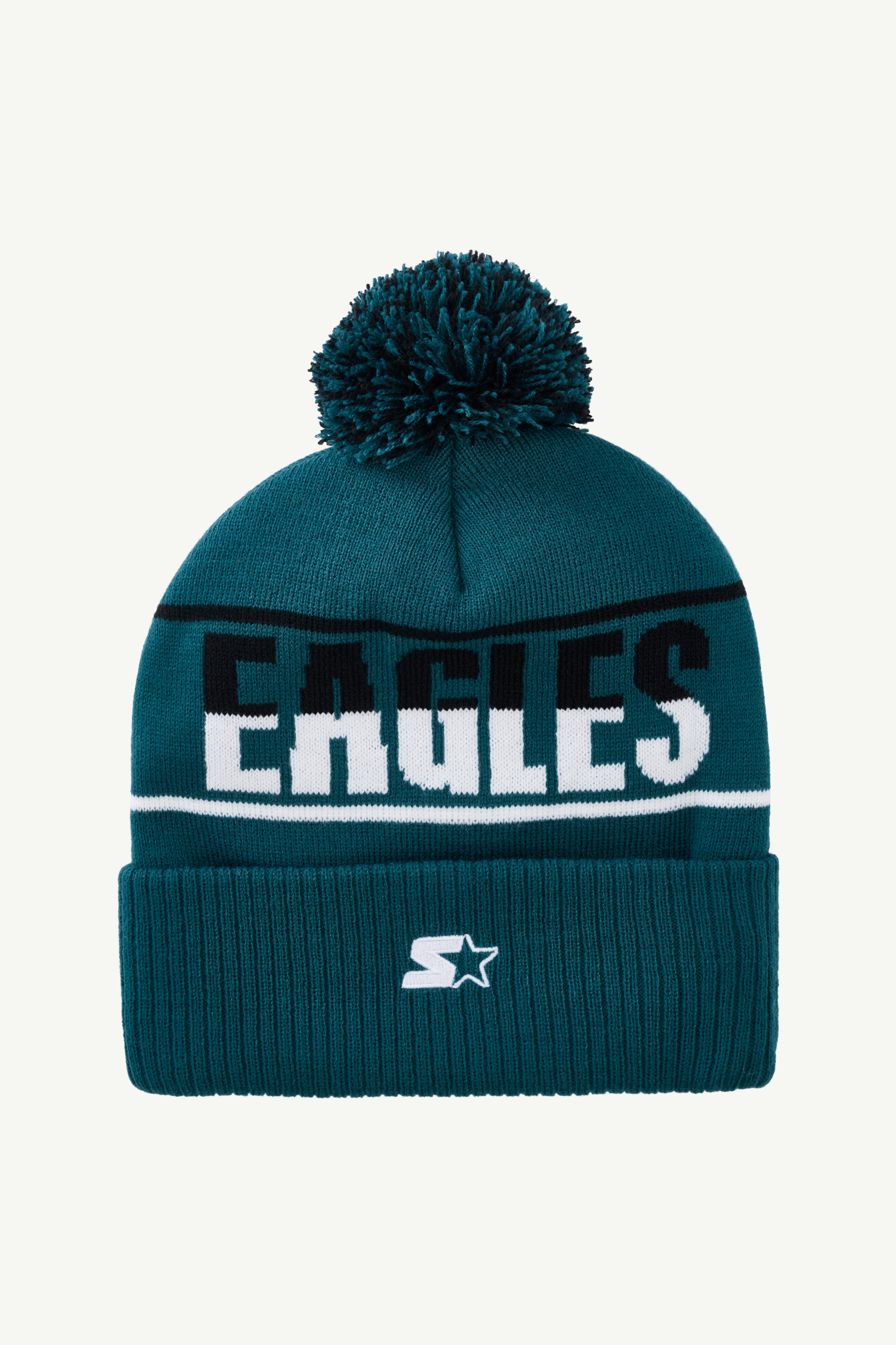 PHILADELPHIA EAGLES POM CUFFED BEANIE View 2 | Philadelphia Eagles
