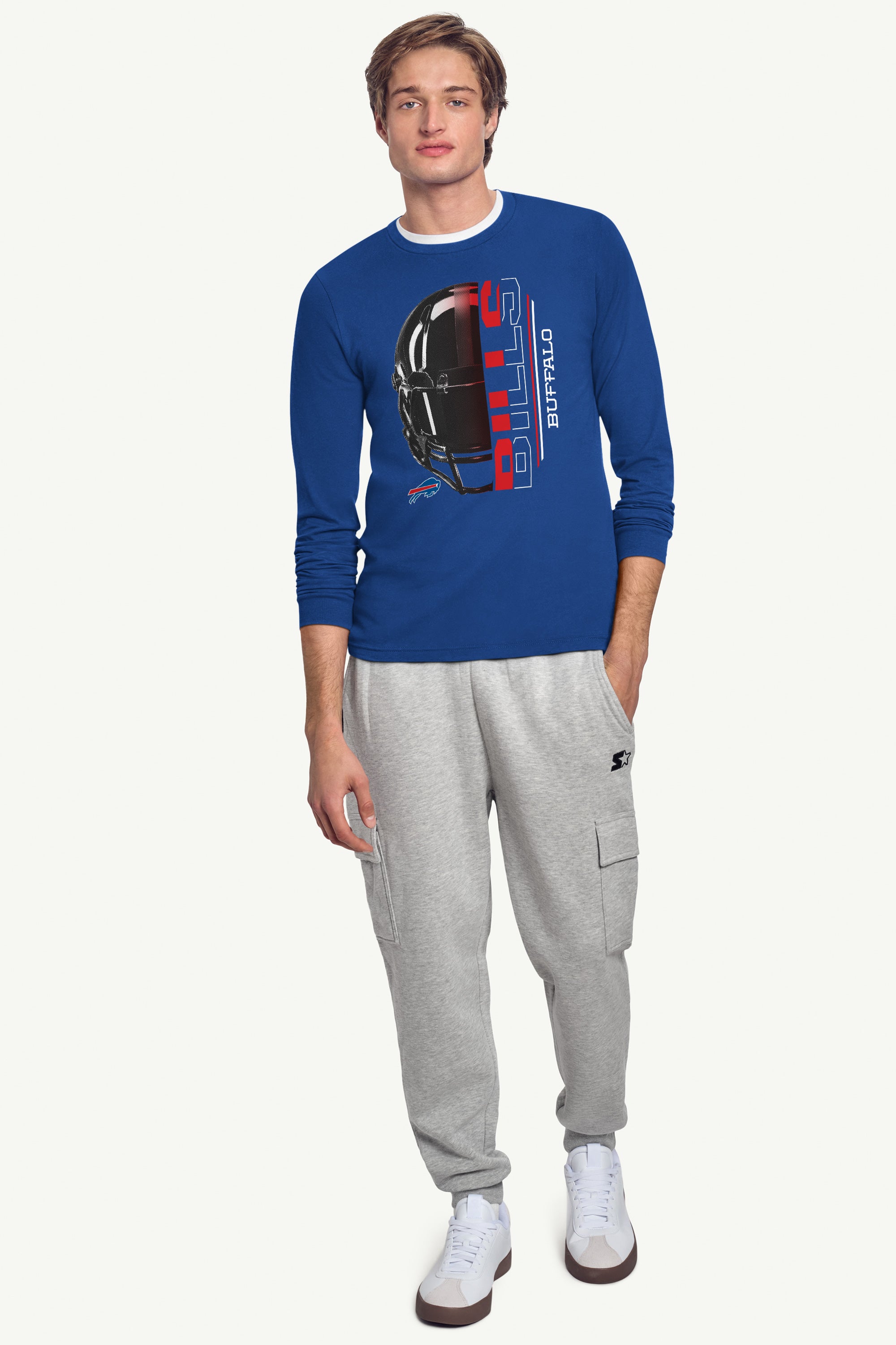 MENS BUFFALO BILLS HALF HELMET LOGO LONG SLEEVE T SHIRT View 3 | Men's T-Shirts