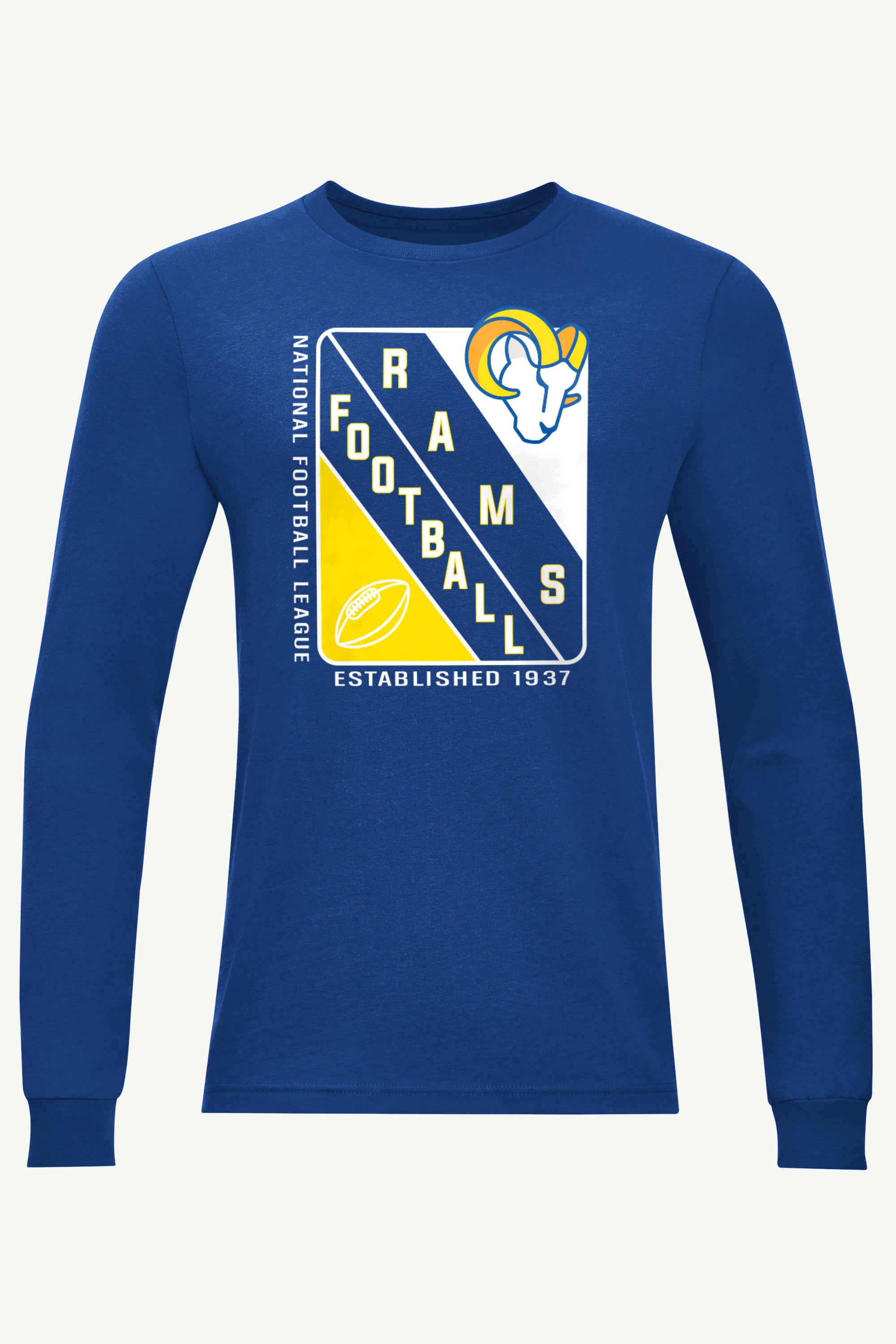MENS LOS ANGELES RAMS SHIELD LOGO LONG SLEEVE T SHIRT View 1 | Los Angeles Rams