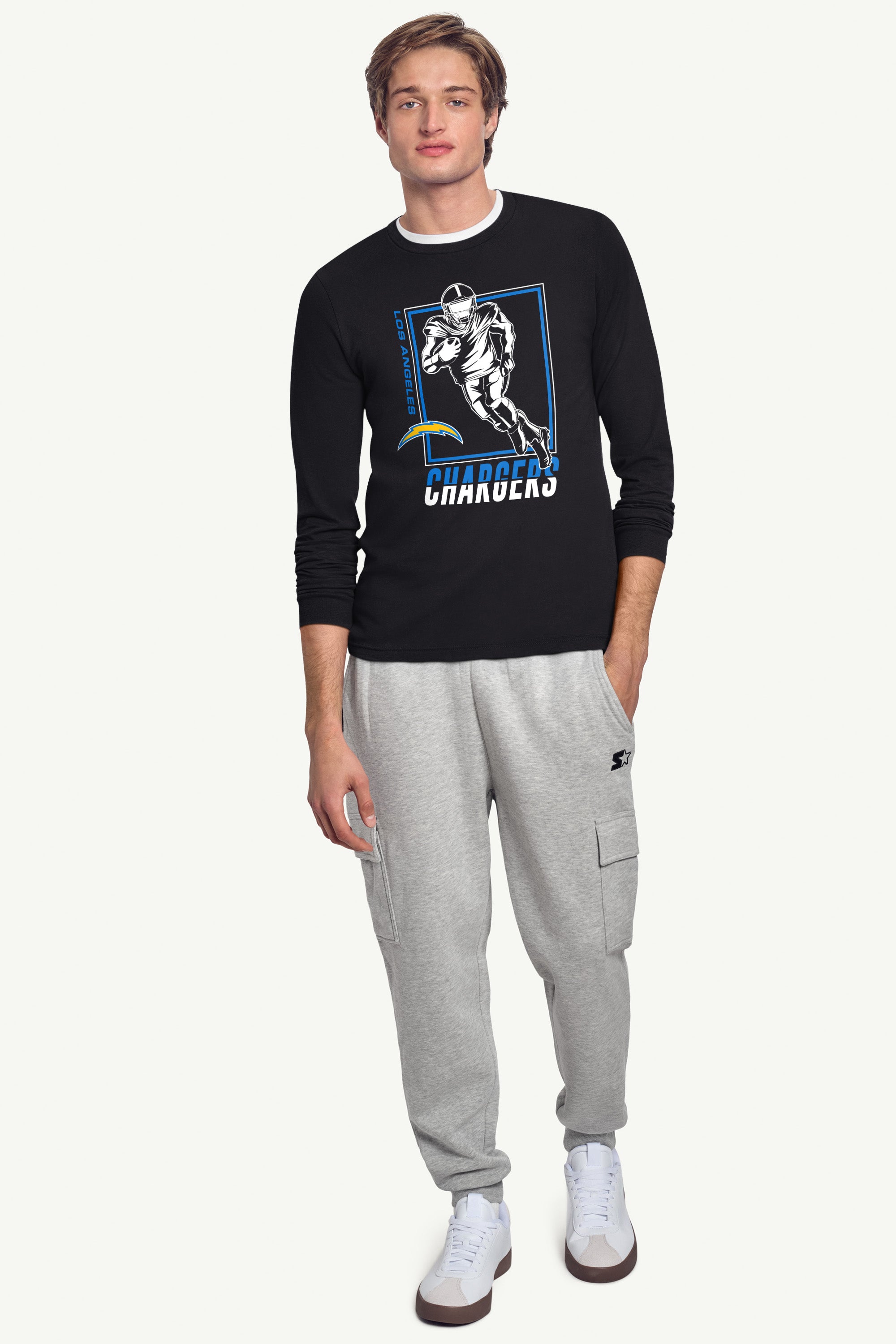 MENS LOS ANGELES CHARGERS PLAYER GRID TEAM LONG SLEEVE T SHIRT View 3