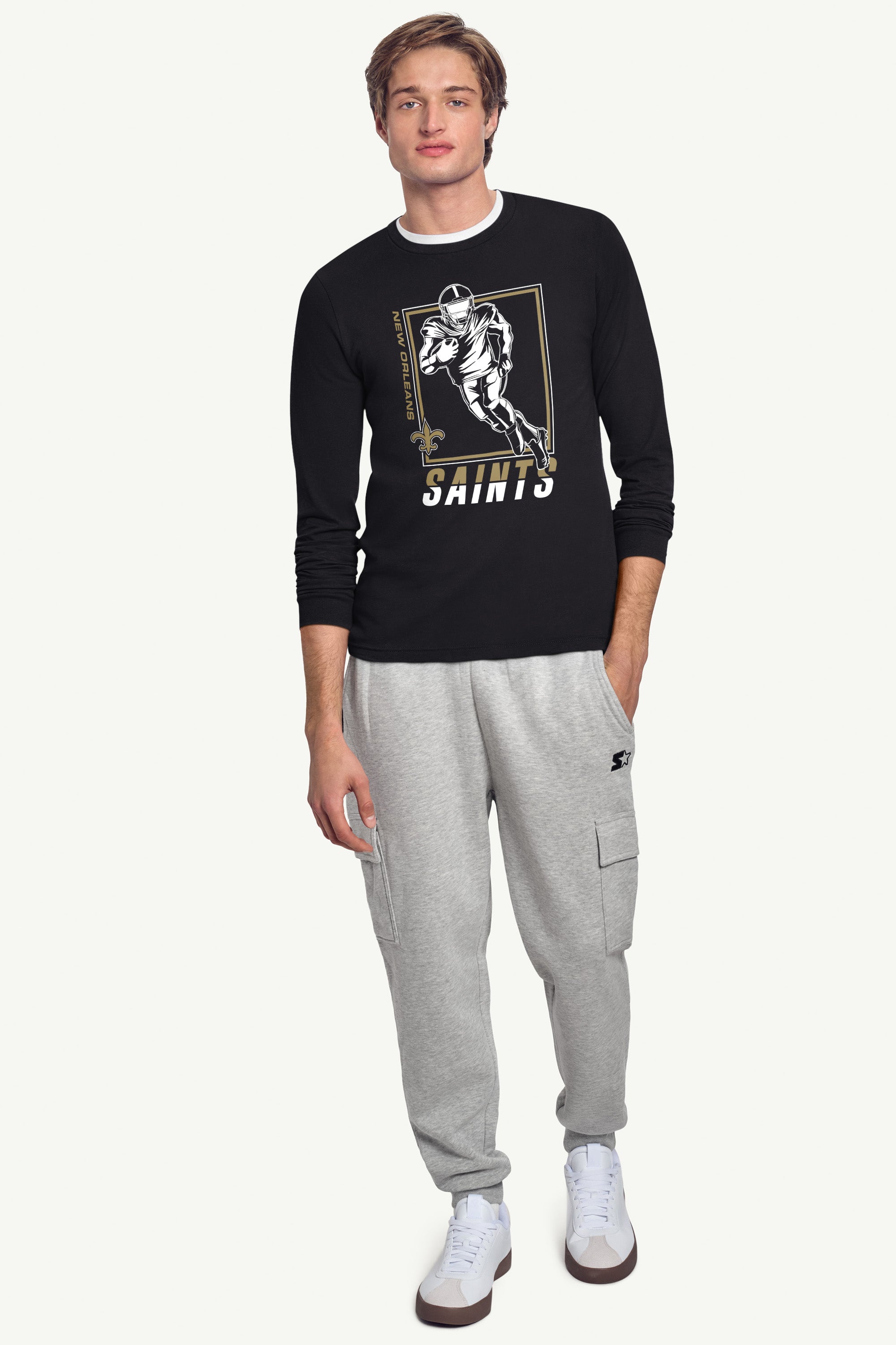 MENS NEW ORLEANS SAINTS PLAYER GRID TEAM LONG SLEEVE T SHIRT View 3 | Men's T-Shirts