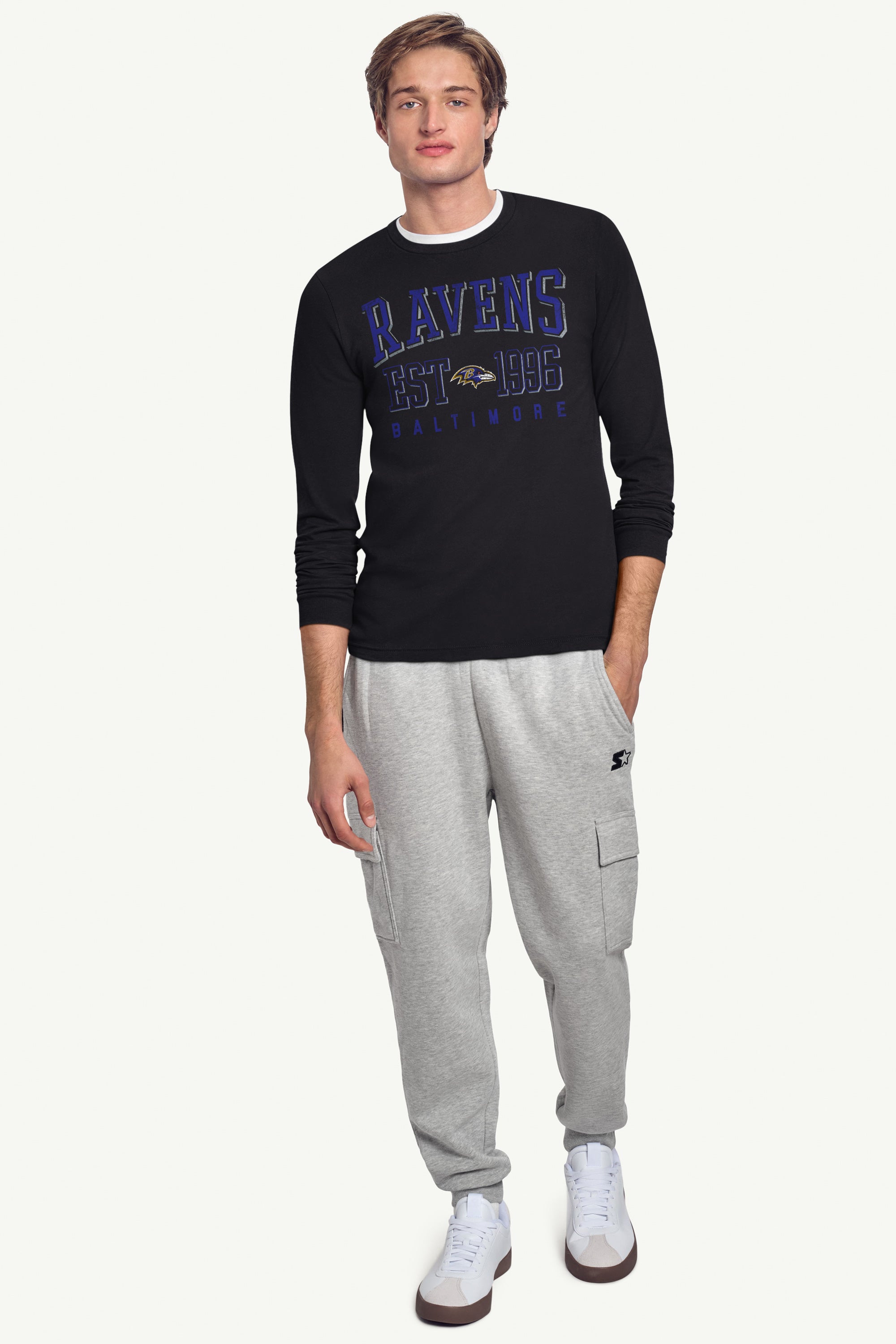 MENS BALTIMORE RAVENS RETRO LOGO LONG SLEEVE T SHIRT View 2