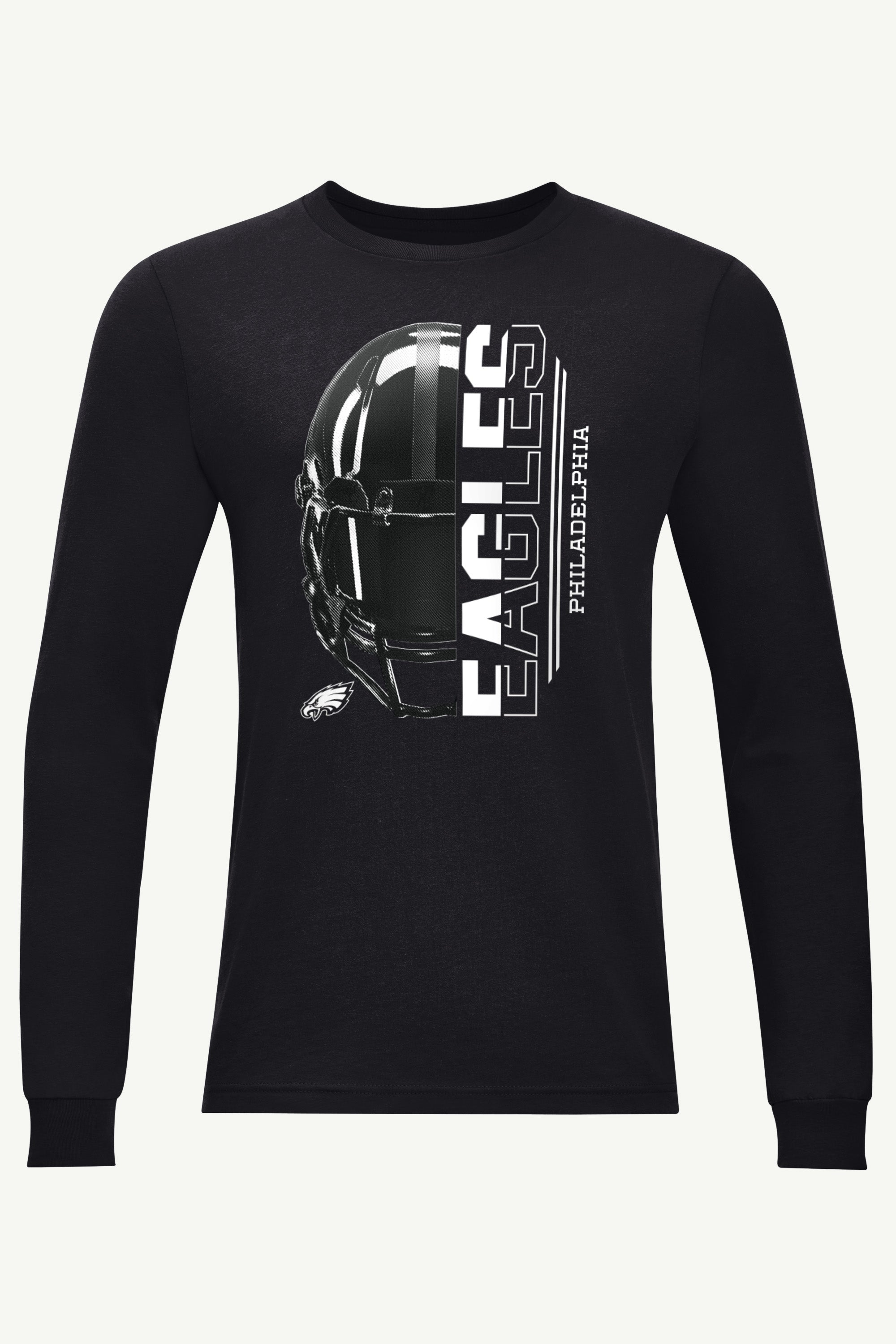 MENS PHILADELPHIA EAGLES HALF HELMET LONG SLEEVE T SHIRT View 1 | Philadelphia Eagles