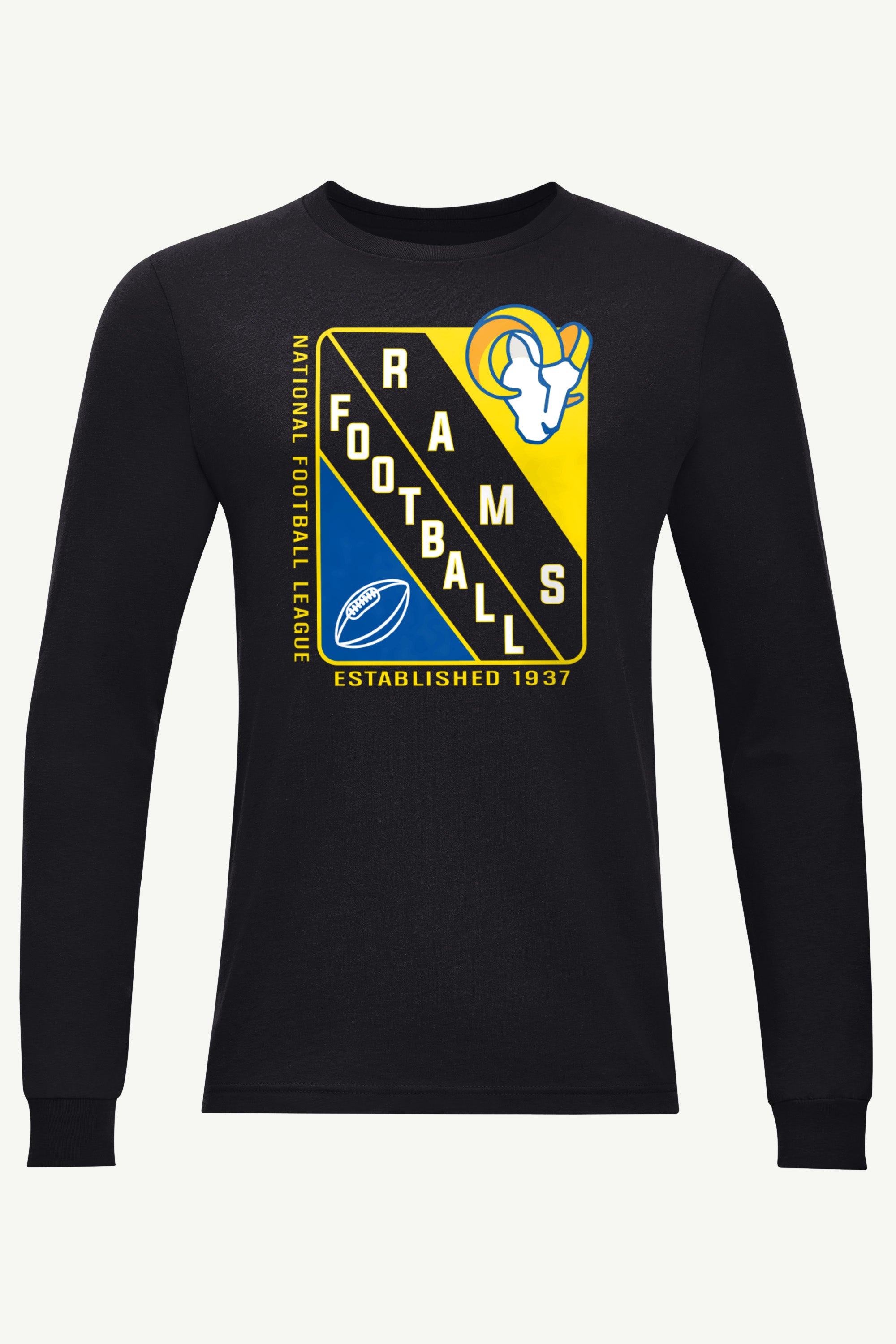 MENS LOS ANGELES RAMS SHIELD LOGO LONG SLEEVE T SHIRT View 1 | Los Angeles Rams