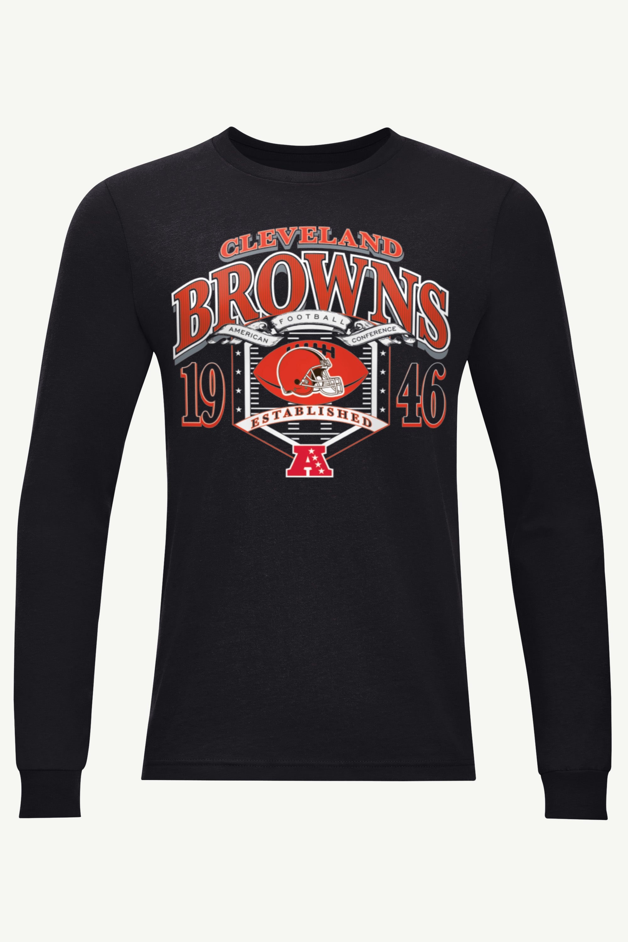 MENS CLEVELAND BROWNS 80s INSPIRED FIELD LONG SLEEVE T SHIRT View 1 | Men's T-Shirts