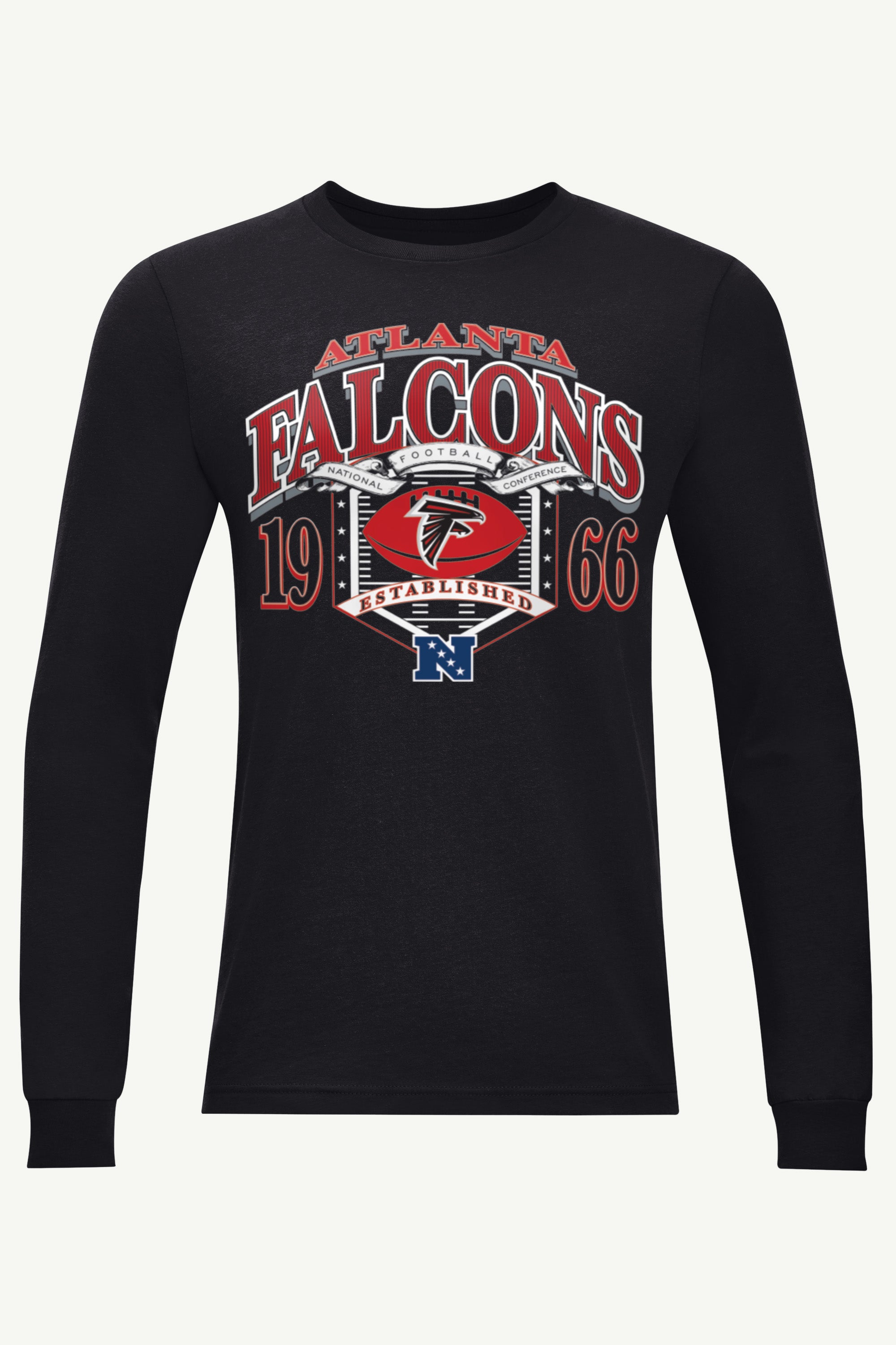 MENS ATLANTA FALCONS 80s INSPIRED FIELD LONG SLEEVE T SHIRT View 1 | Men's T-Shirts