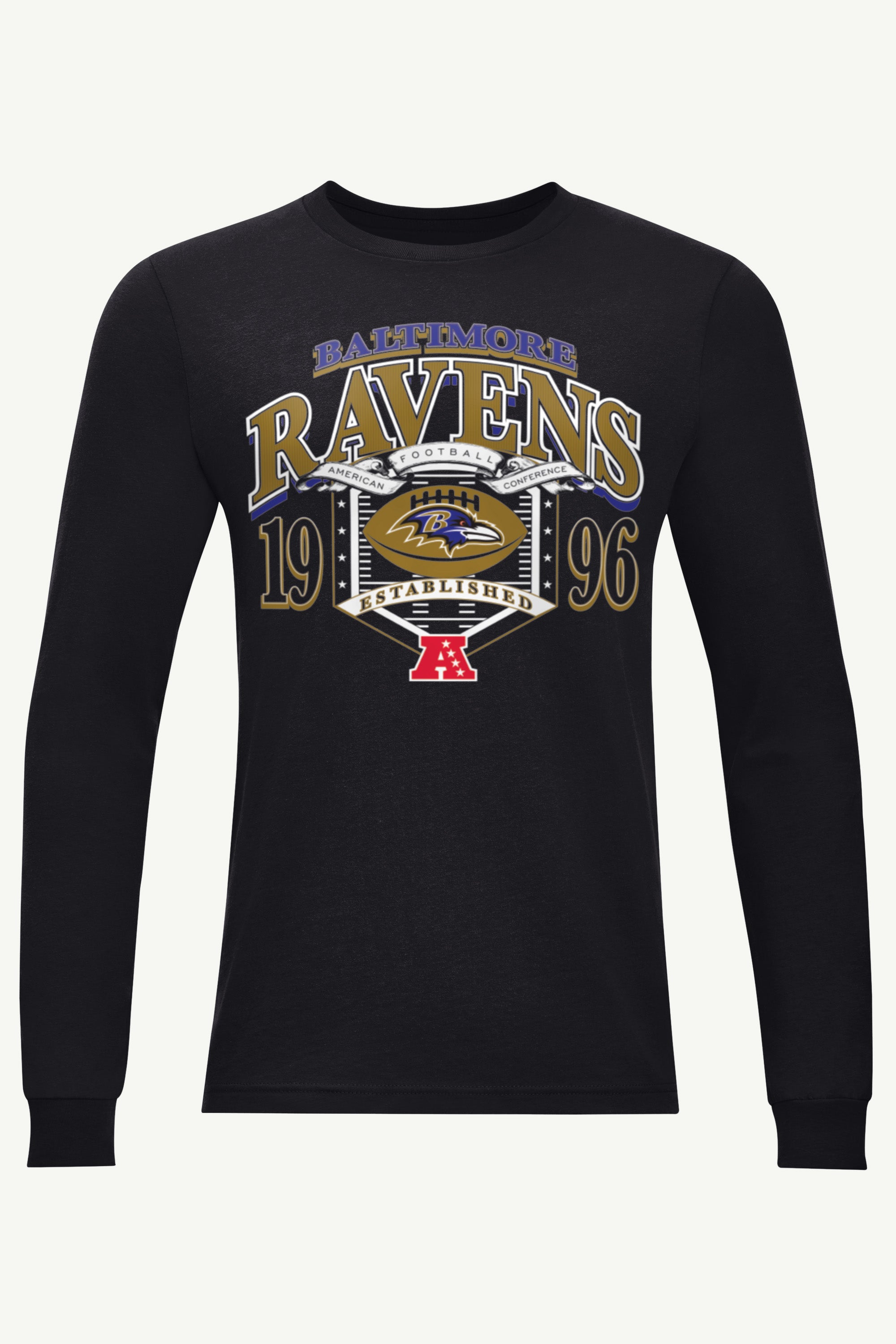 MENS BALTIMORE RAVENS 80s INSPIRED FIELD LONG SLEEVE T SHIRT View 1 | Baltimore Ravens
