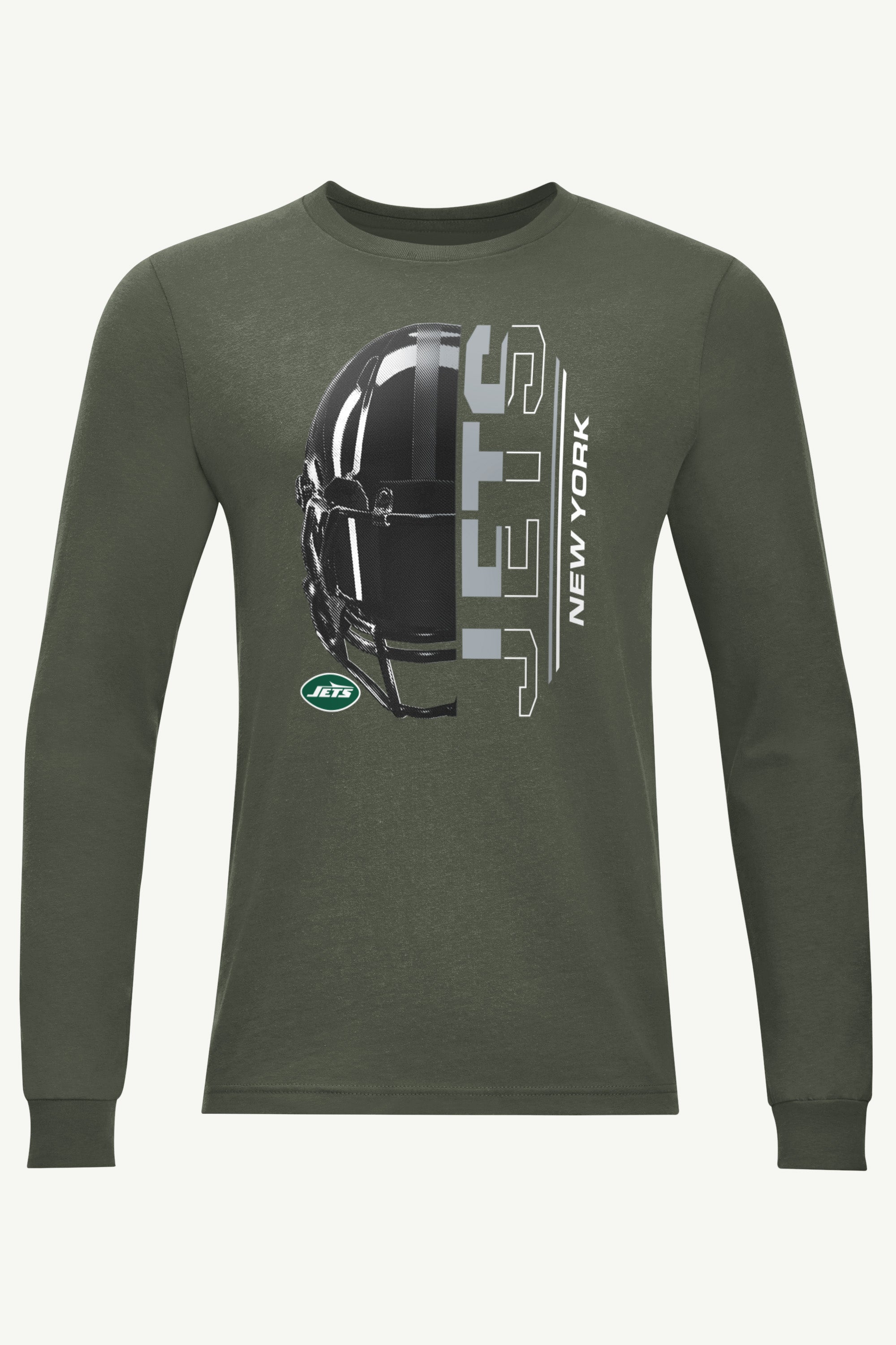 MENS NEW YORK JETS HALF HELMET LONG SLEEVE T SHIRT View 1 | NFL MENS NEW YORK JETS HALF HELMET LONG SLEEVE T SHIRT View 1 | NFL
