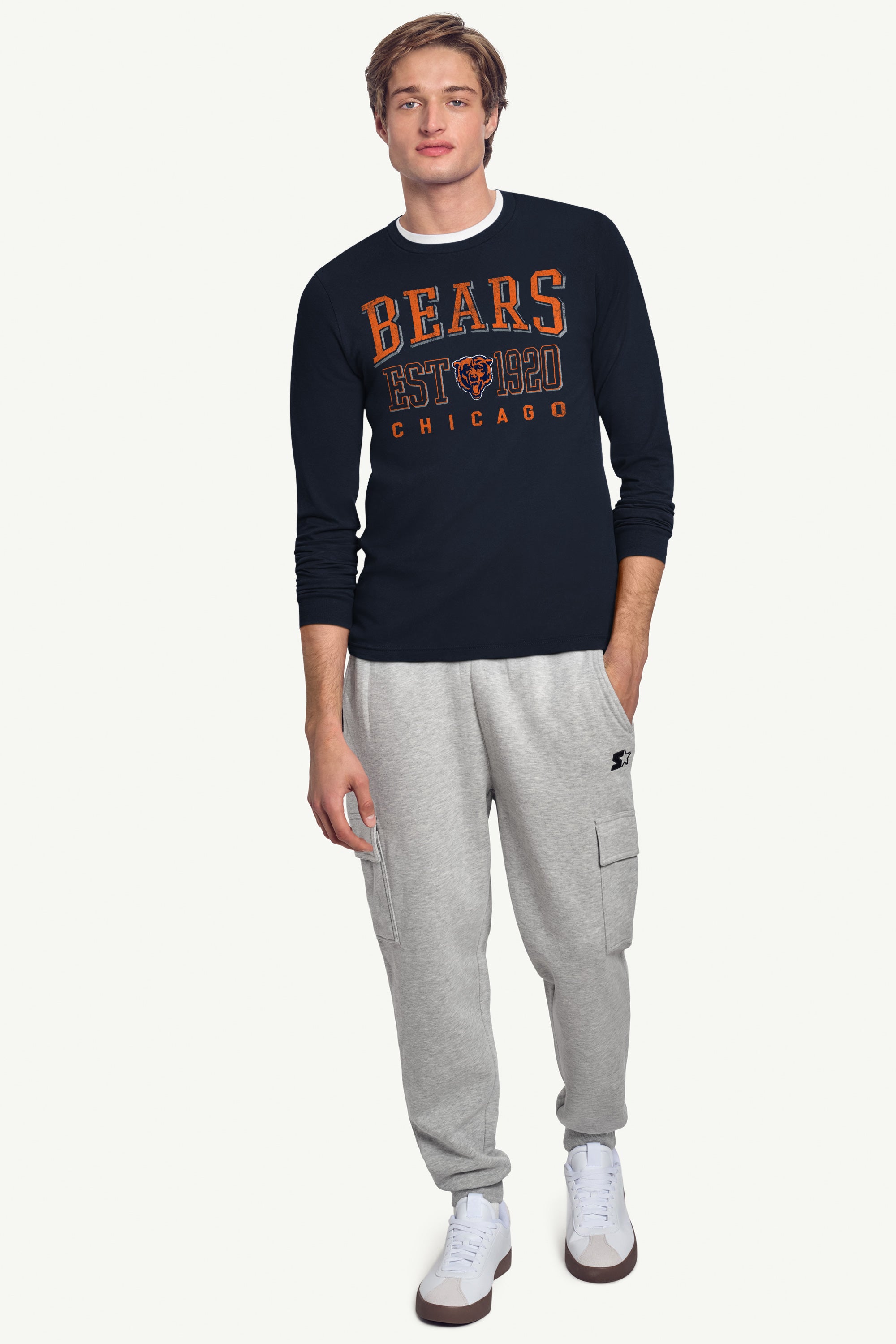 MENS CHICAGO BEARS RETRO LONG SLEEVE T SHIRT View 2