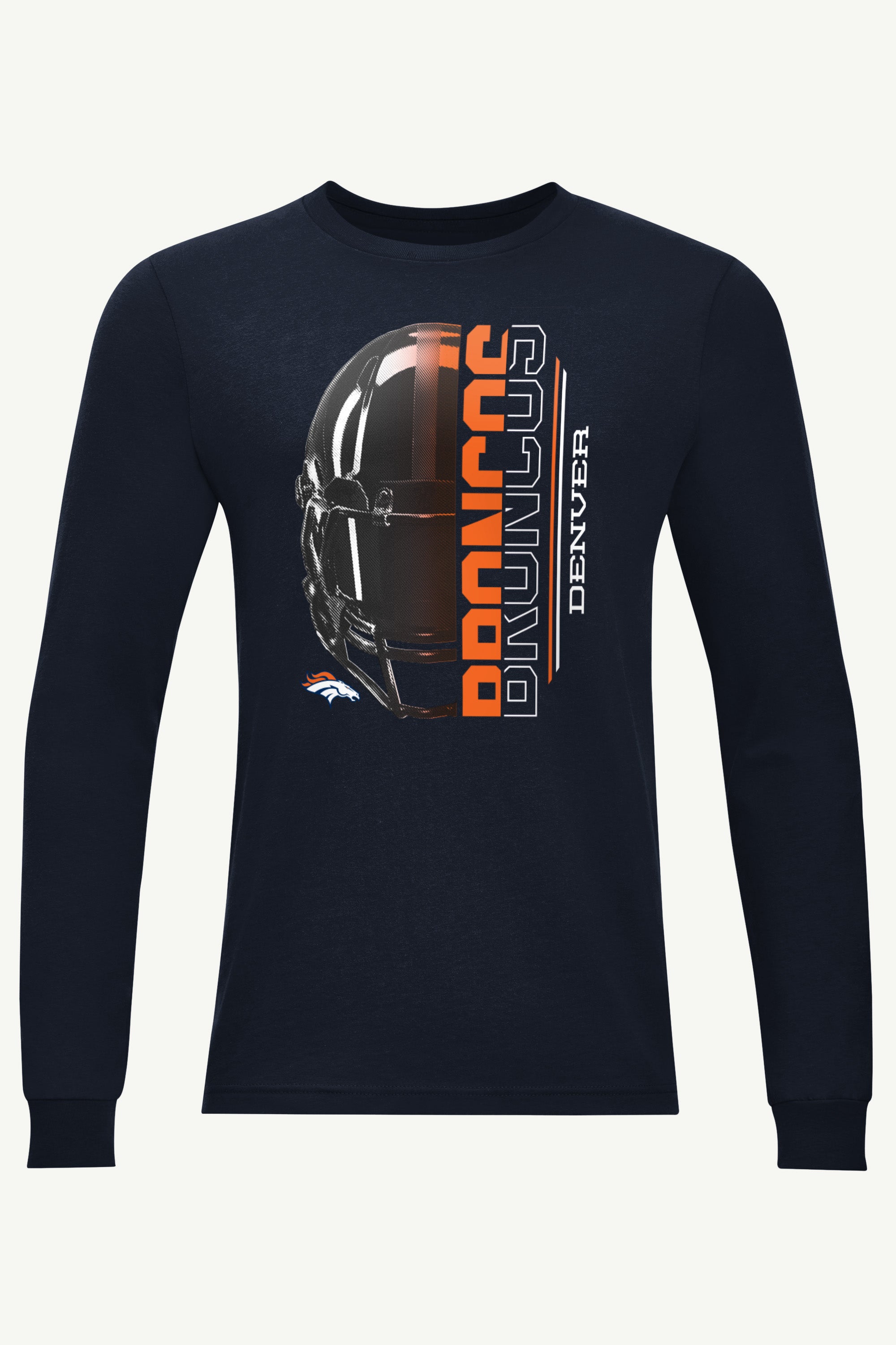MENS DENVER BRONCOS HALF HELMET LONG SLEEVE T SHIRT View 1 | Denver Broncos