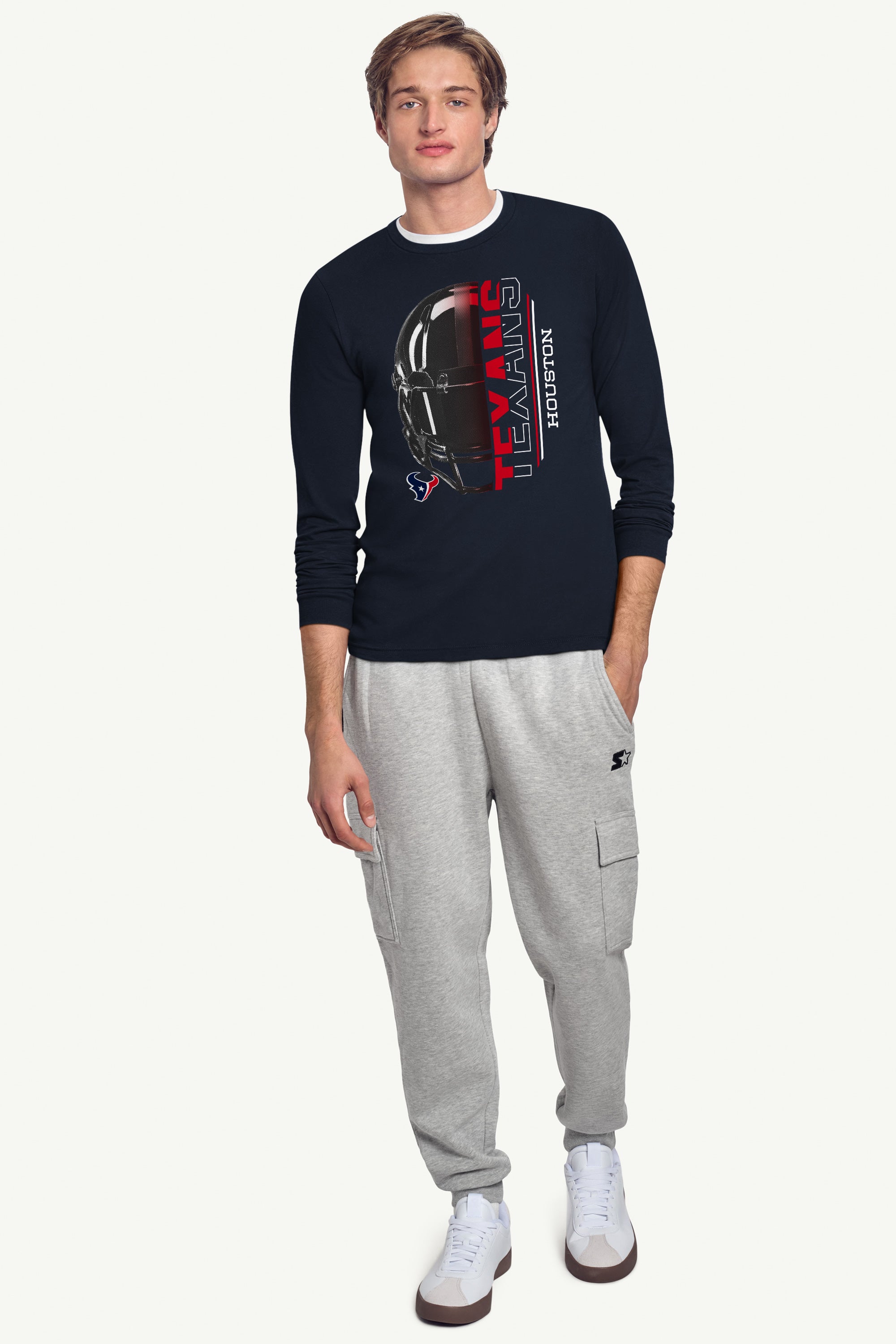 MENS HOUSTON TEXANS HALF HELMET LONG SLEEVE T SHIRT View 3 | Men's T-Shirts