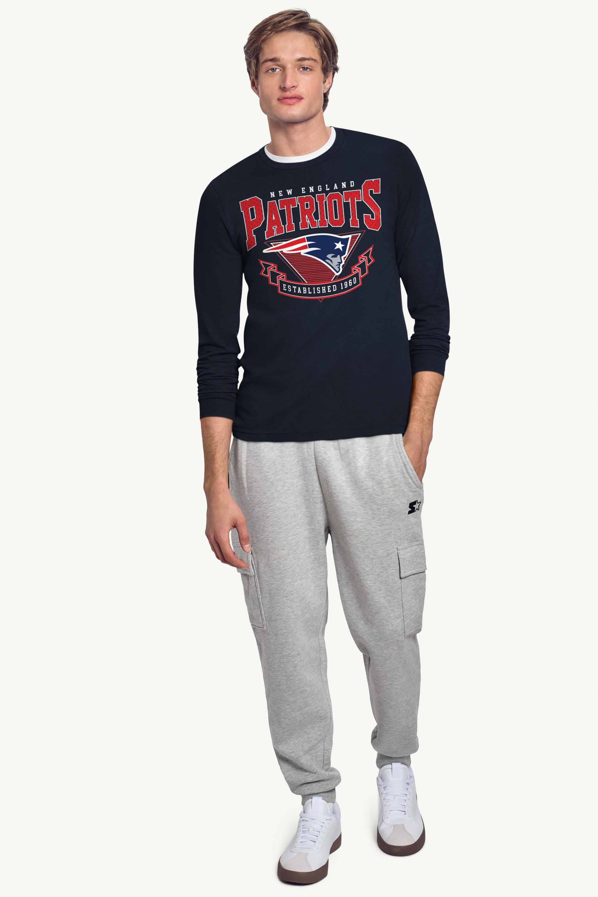 MENS NEW ENGLAND PATRIOTS 80's INSPIRED LONG SLEEVE T SHIRT View 3 | Men's T-Shirts