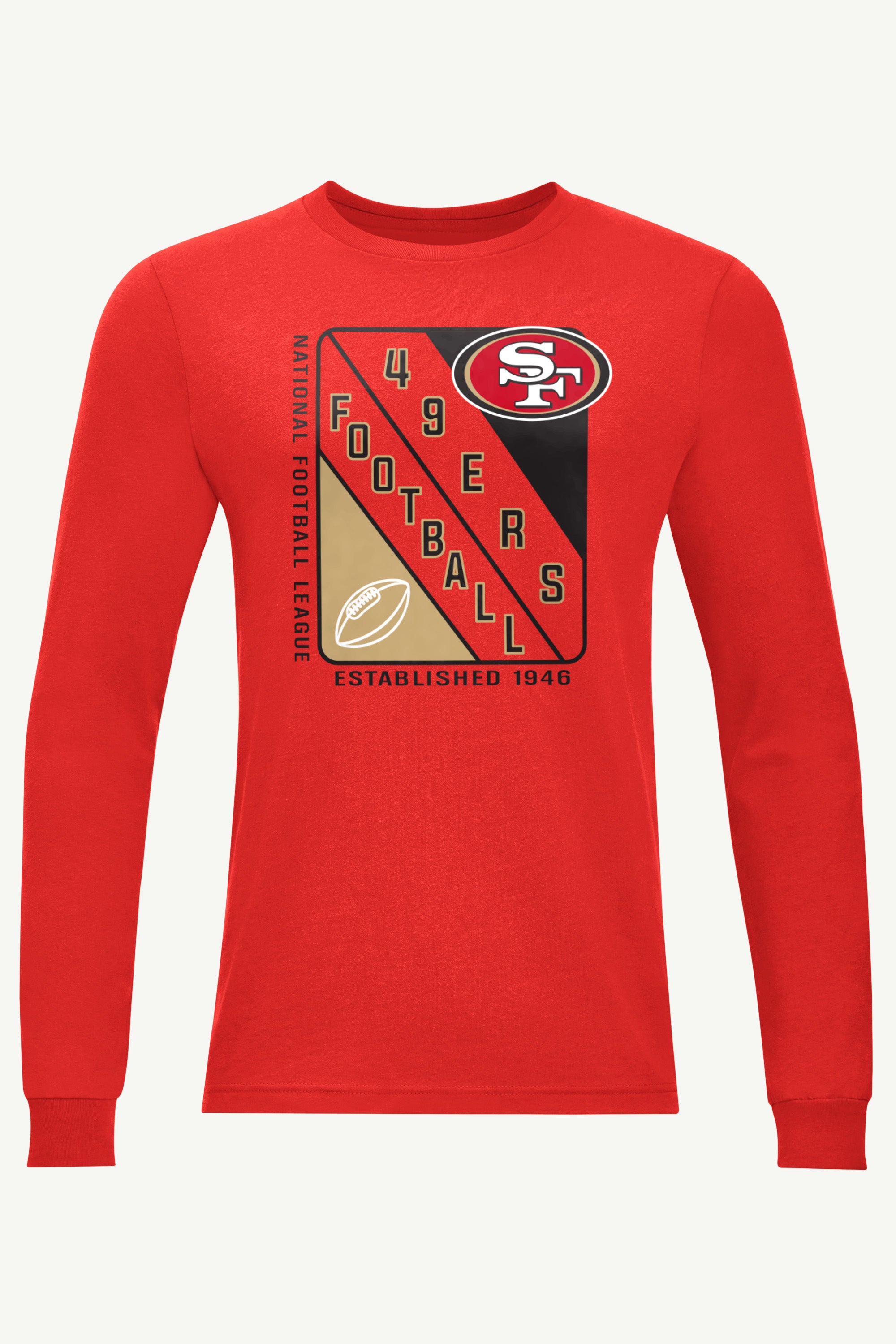 MENS SAN FRANCISCO 49ERs SHIELD LOGO LONG SLEEVE T SHIRT View 1 | NFL