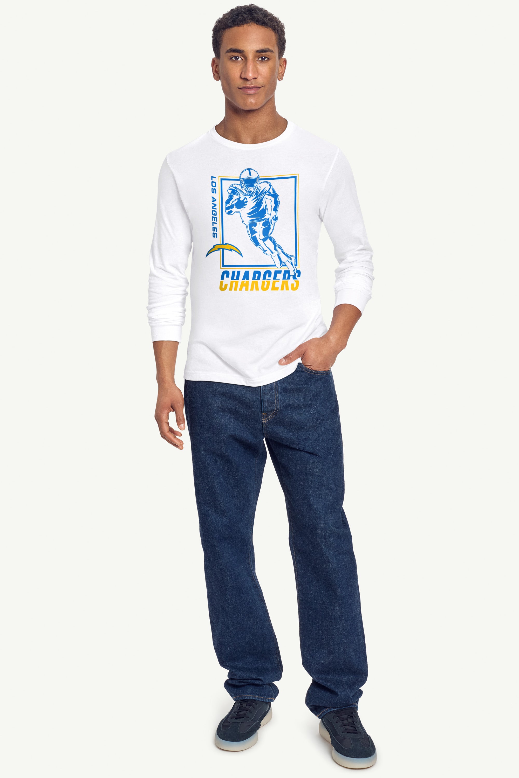 MENS LOS ANGELES CHARGERS PLAYER GRID LONG SLEEVE T SHIRT View 4