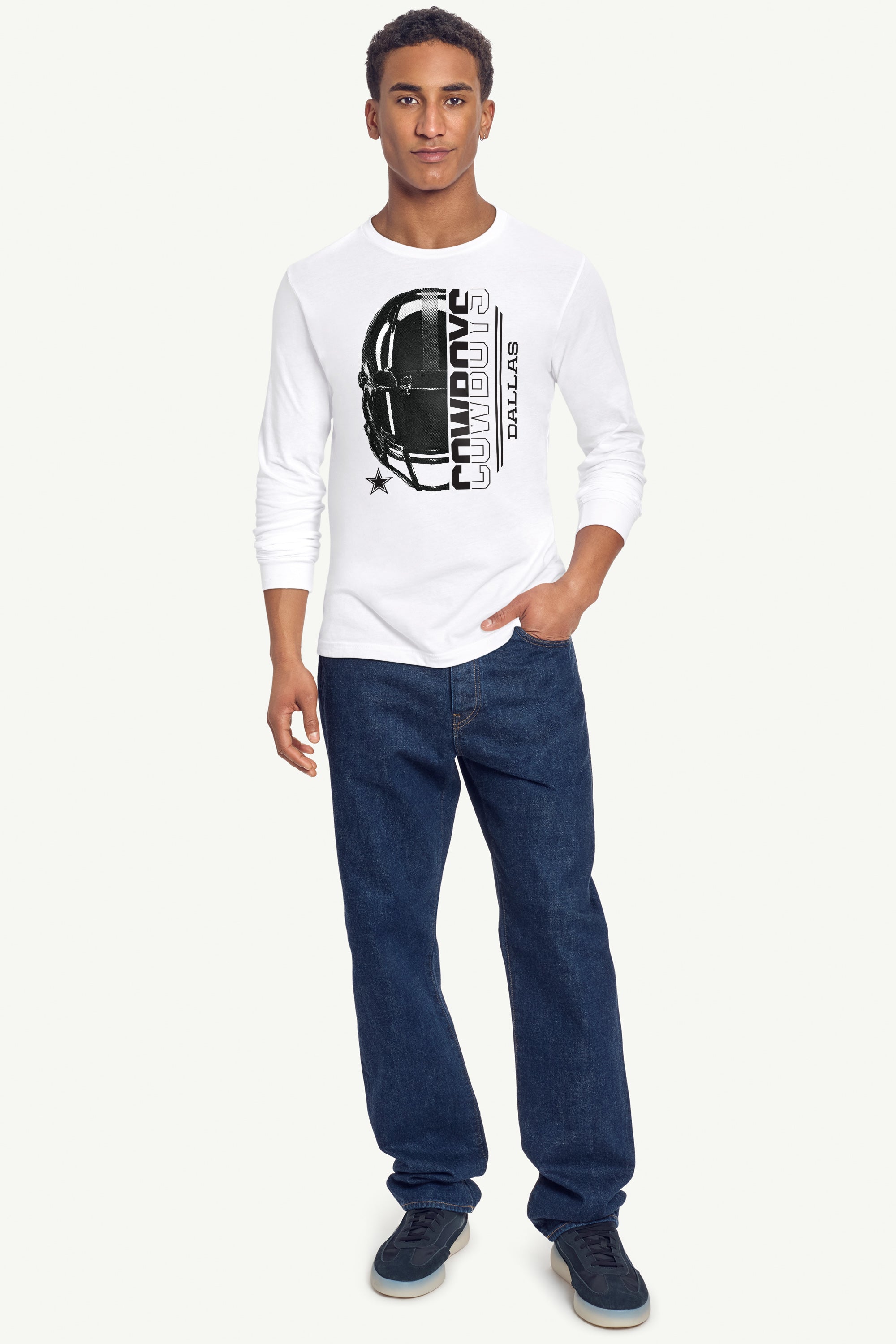 MENS DALLAS COWBOYS HALF HELMET LONG SLEEVE T SHIRT View 3 | NFL