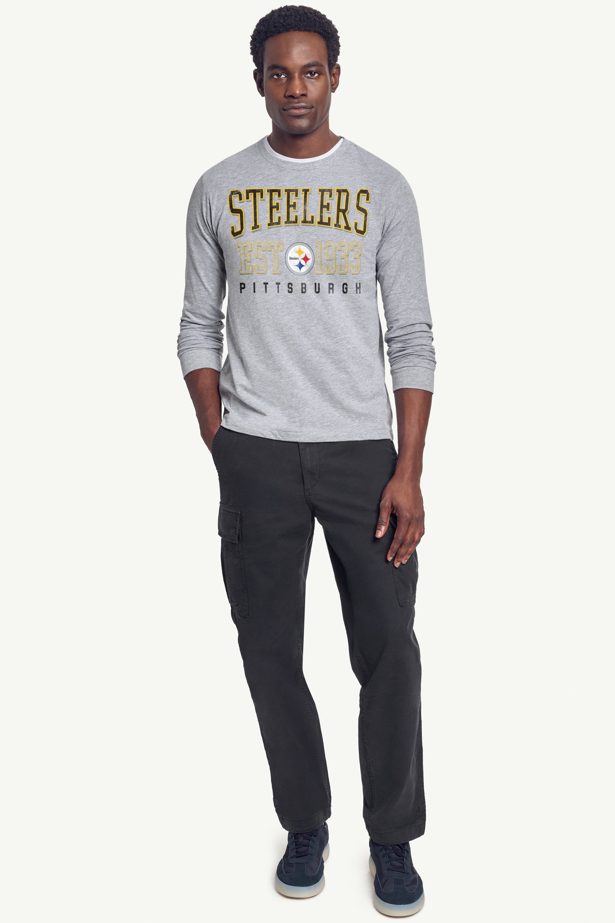 MENS PITTSBURGH STEELERS RETRO LONG SLEEVE T SHIRT View 2