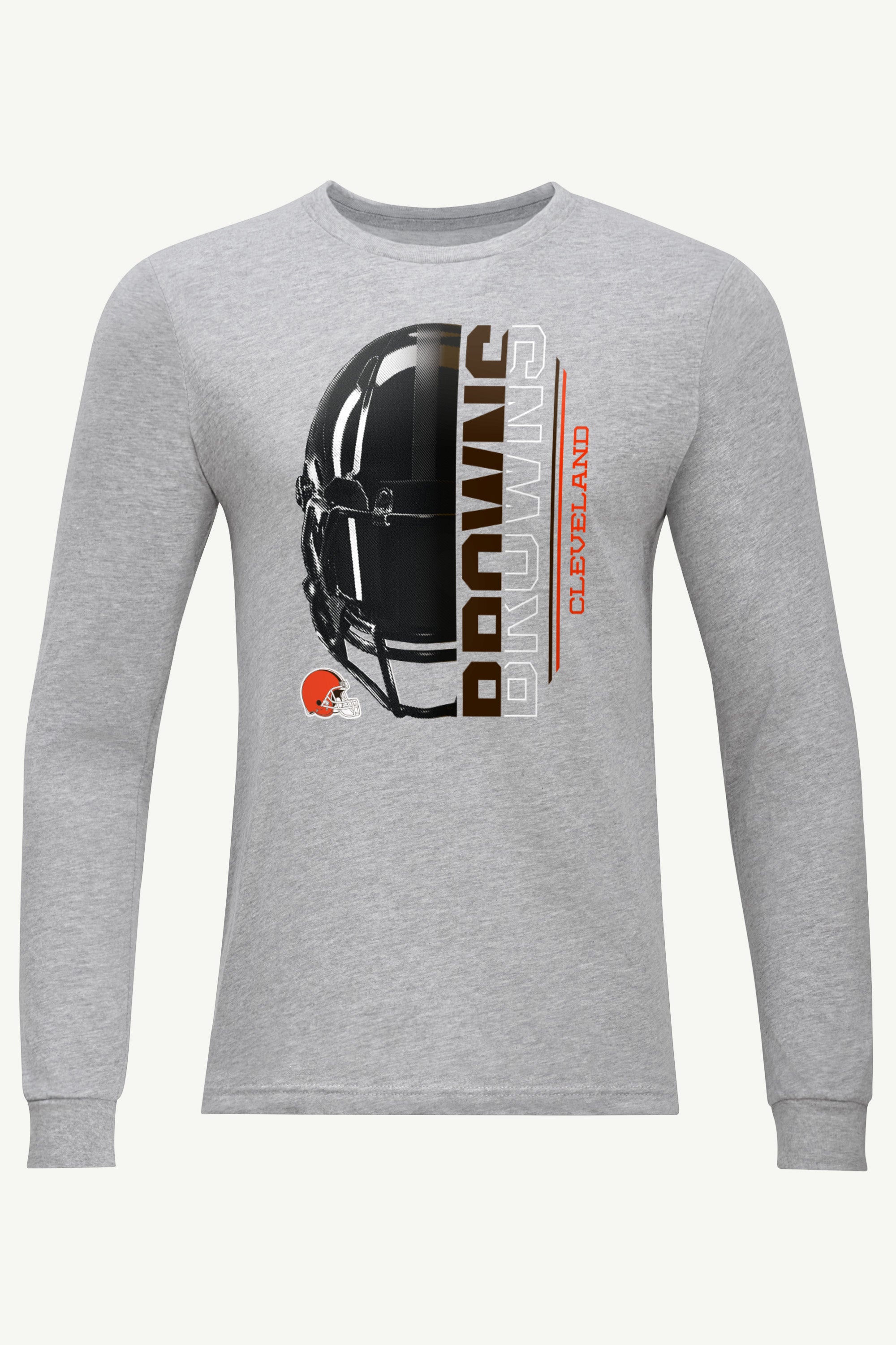 MENS CLEVELAND BROWNS HALF HELMET LONG SLEEVE T SHIRT View 1 | Cleveland Browns
