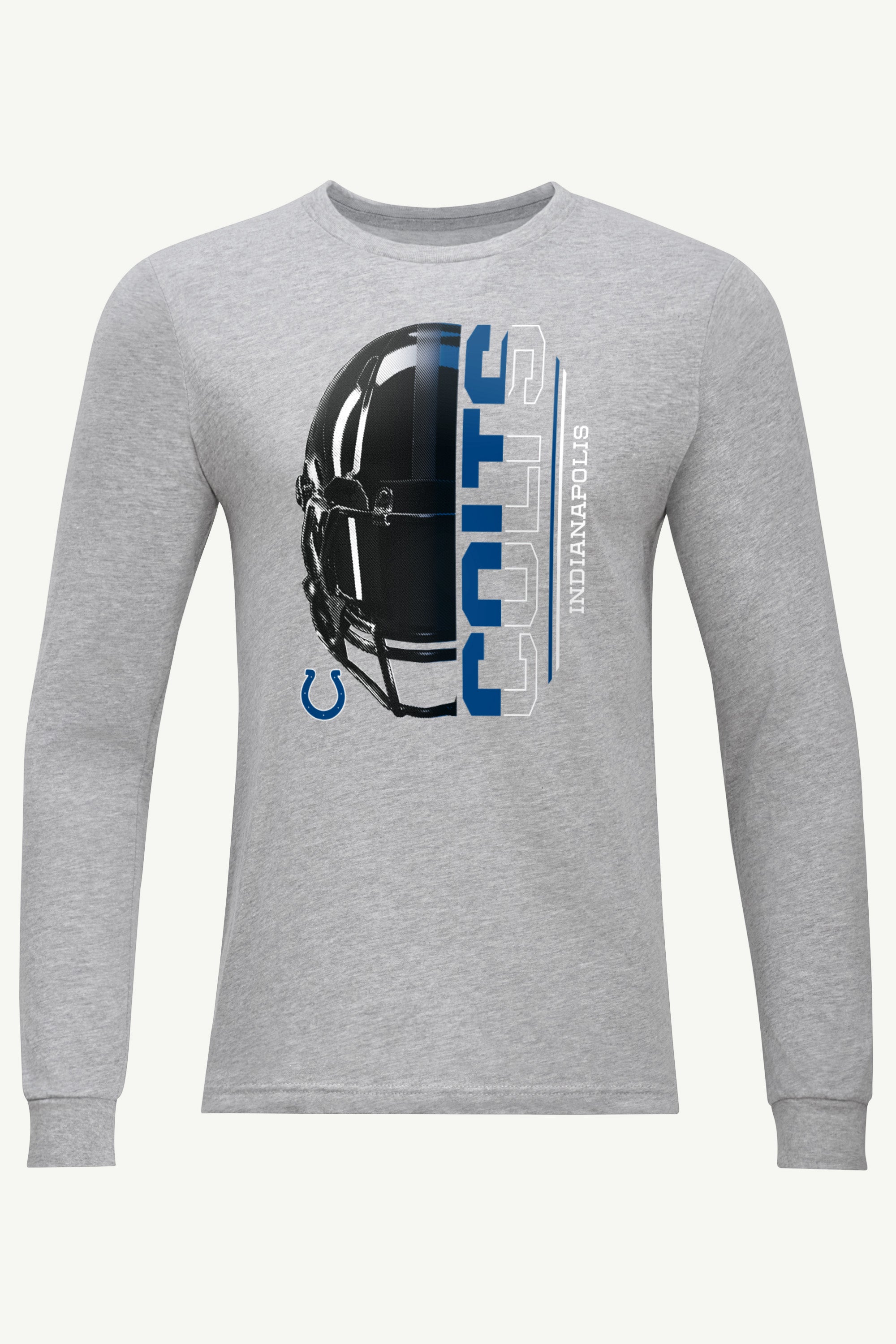 MENS INDIANAPOLIS COLTS HALF HELMET LONG SLEEVE T SHIRT View 1 | Indianapolis Colts