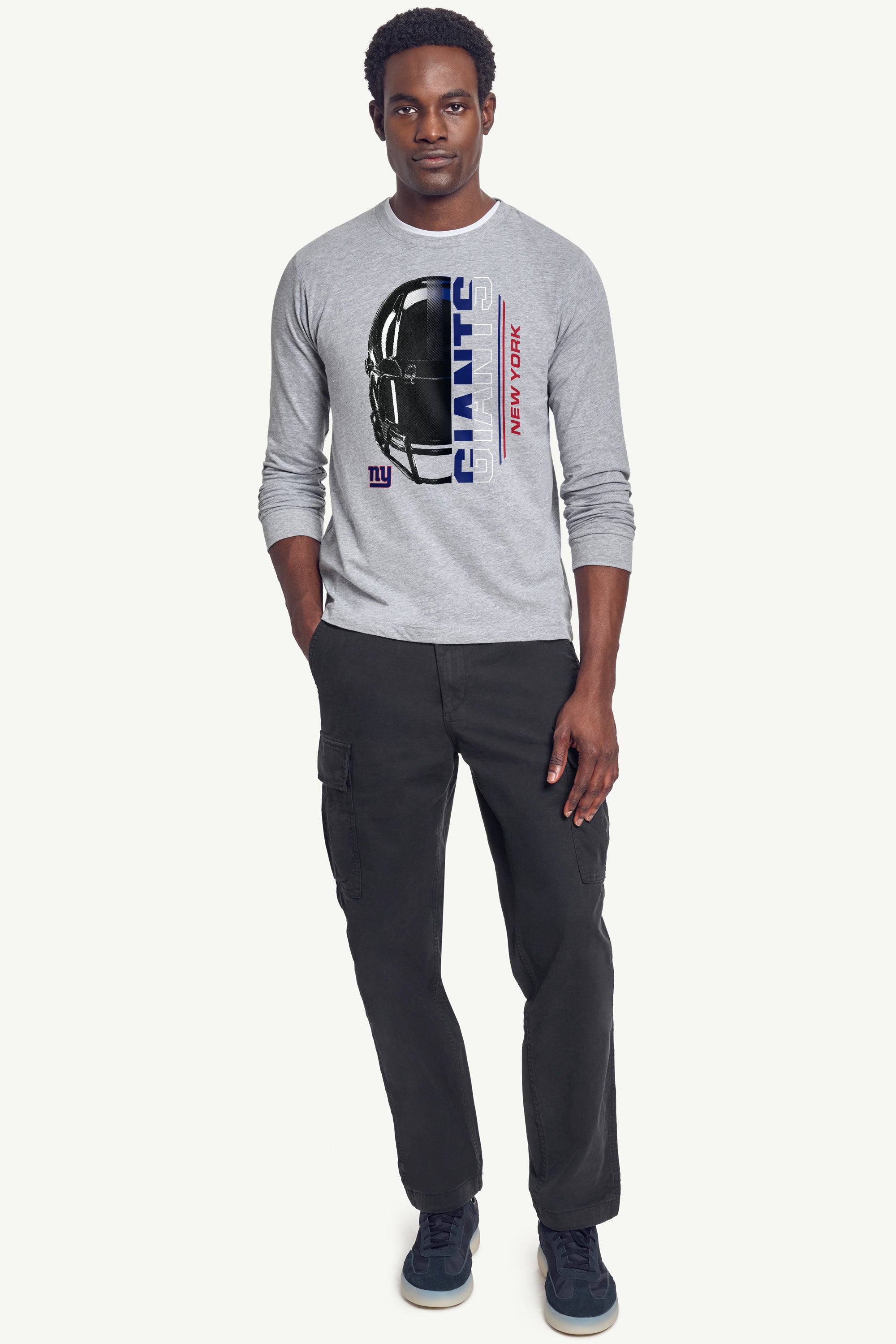 MENS NEW YORK GIANTS HALF HELMET LONG SLEEVE T SHIRT View 4