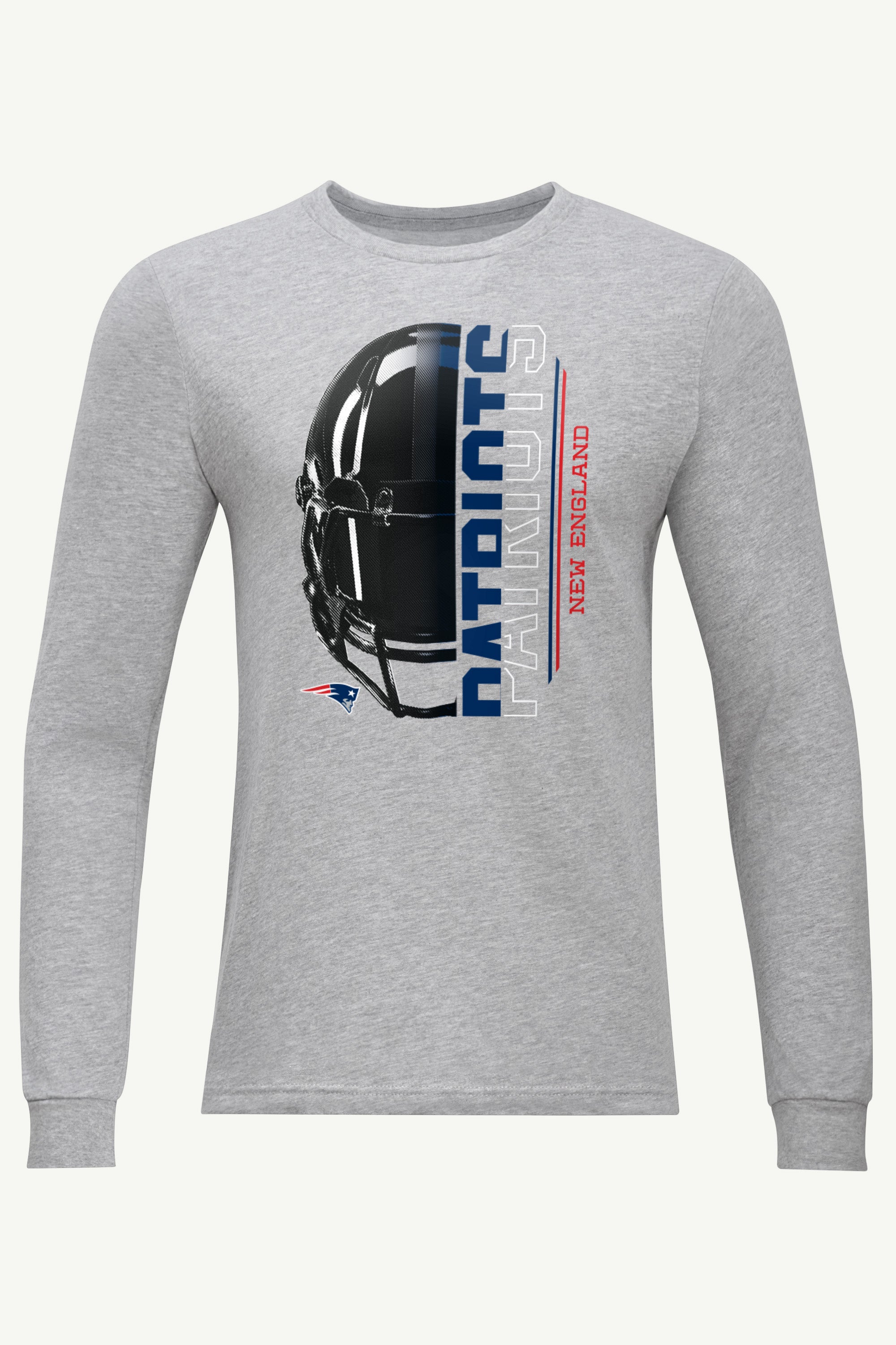 MENS NEW ENGLAND PATRIOTS HALF HELMET LONG SLEEVE T SHIRT View 1 | New England Patriots