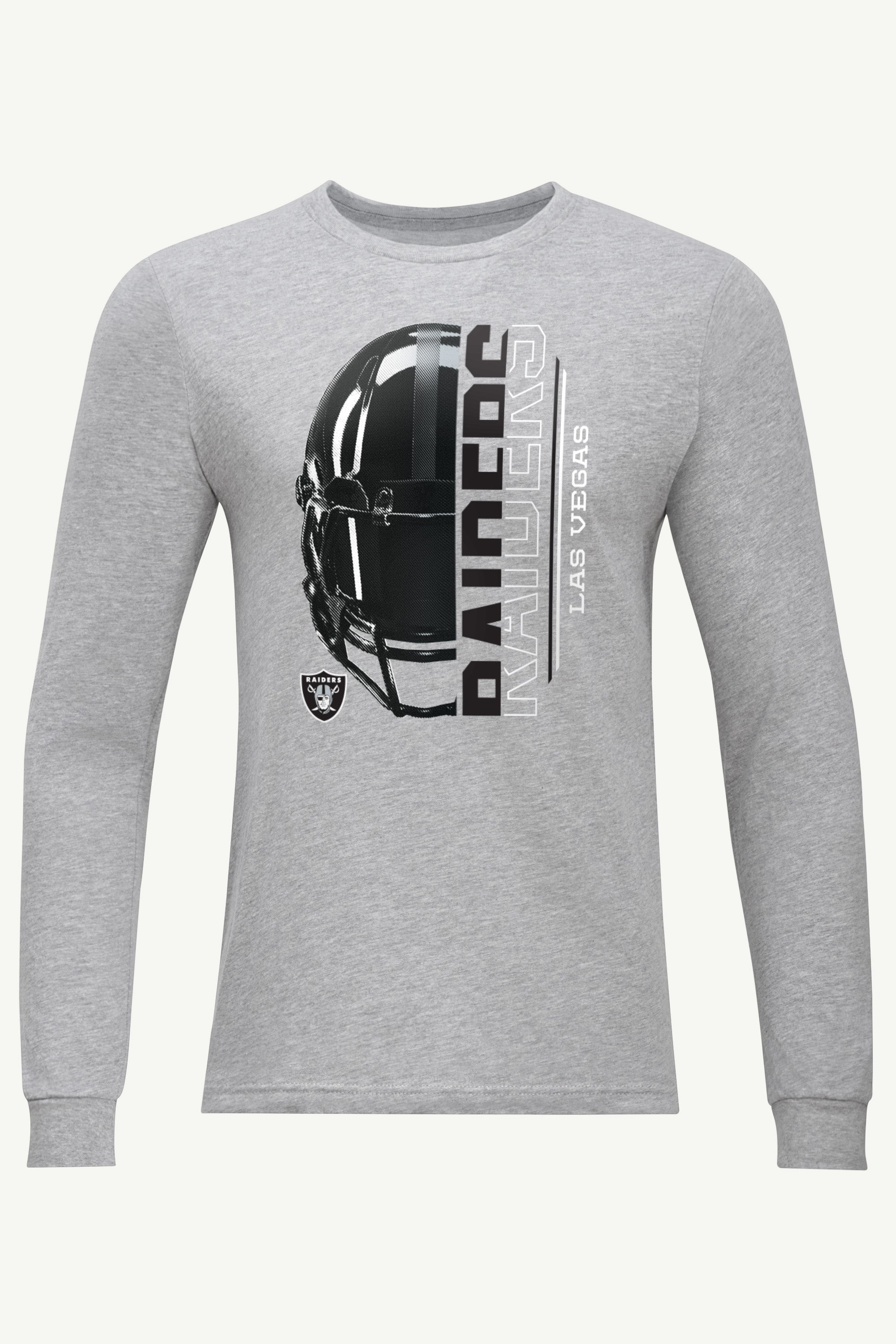 MENS LAS VEGAS RAIDERS HALF HELMET LONG SLEEVE T SHIRT View 1 | Las Vegas Raiders