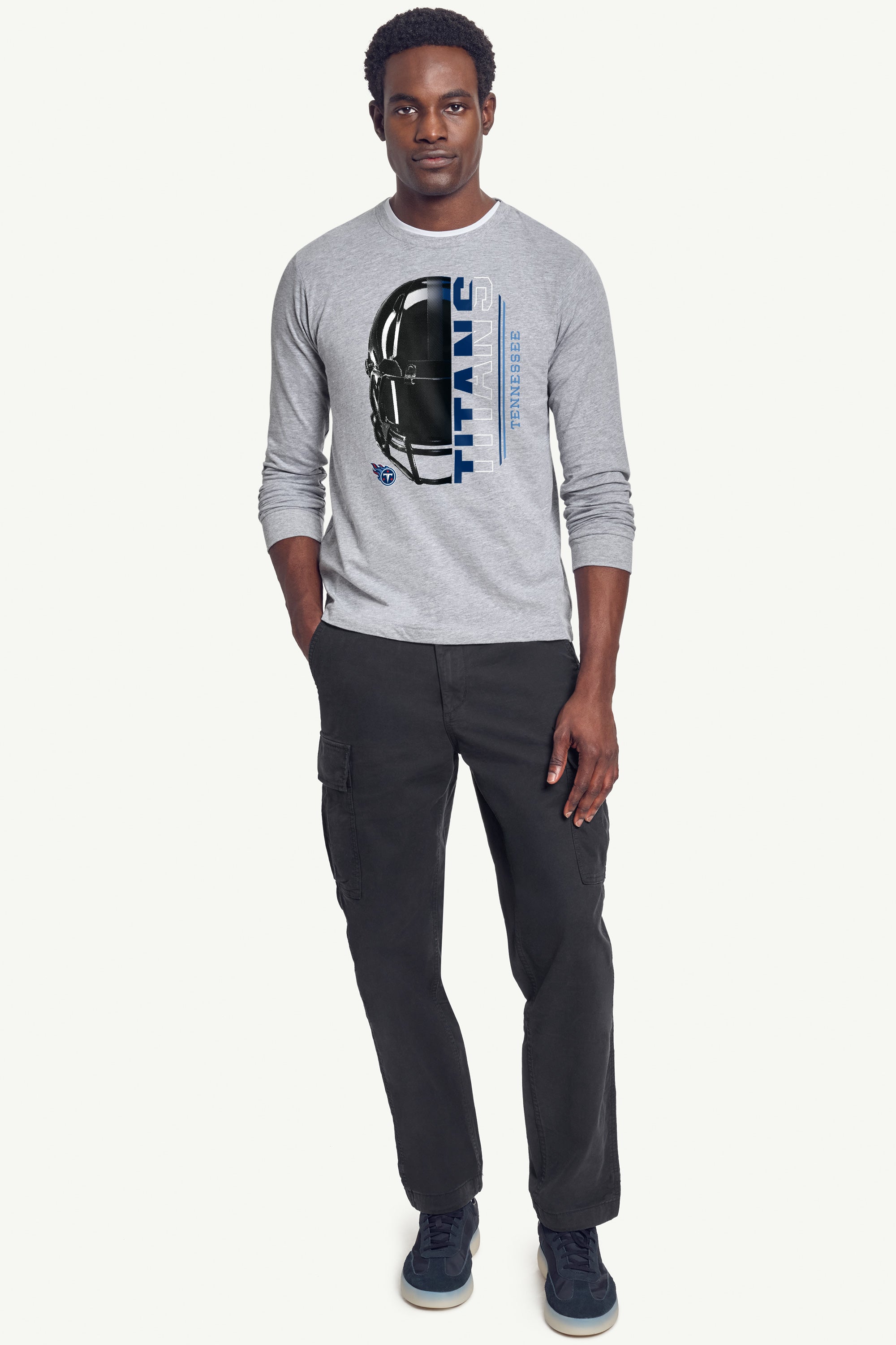 MENS TENNESSEE TITANS HALF HELMET LONG SLEEVE T SHIRT View 3 | NFL
