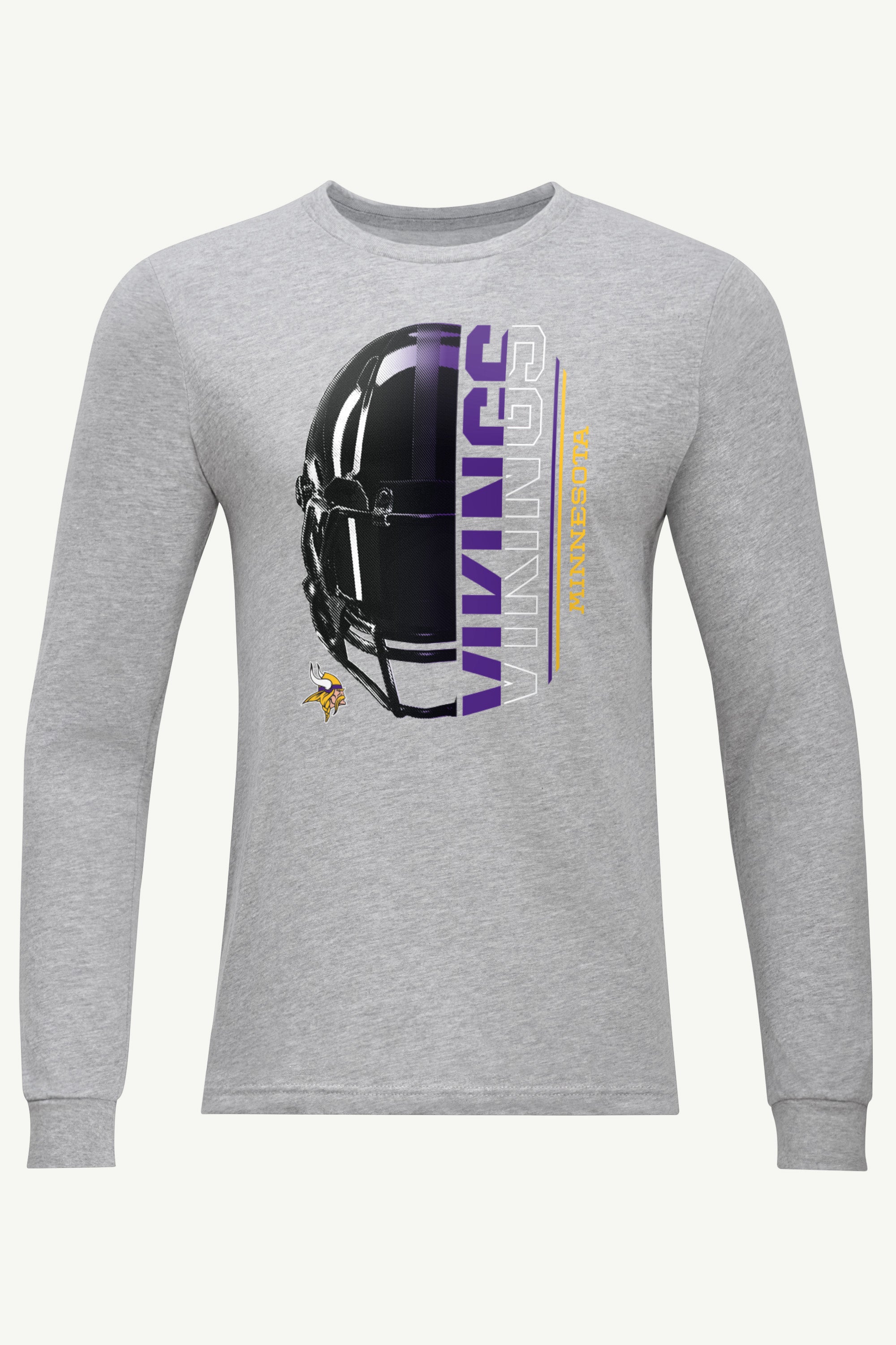 MENS MINNESOTA VIKINGS HALF HELMET LONG SLEEVE T SHIRT View 1 | Minnesota Vikings