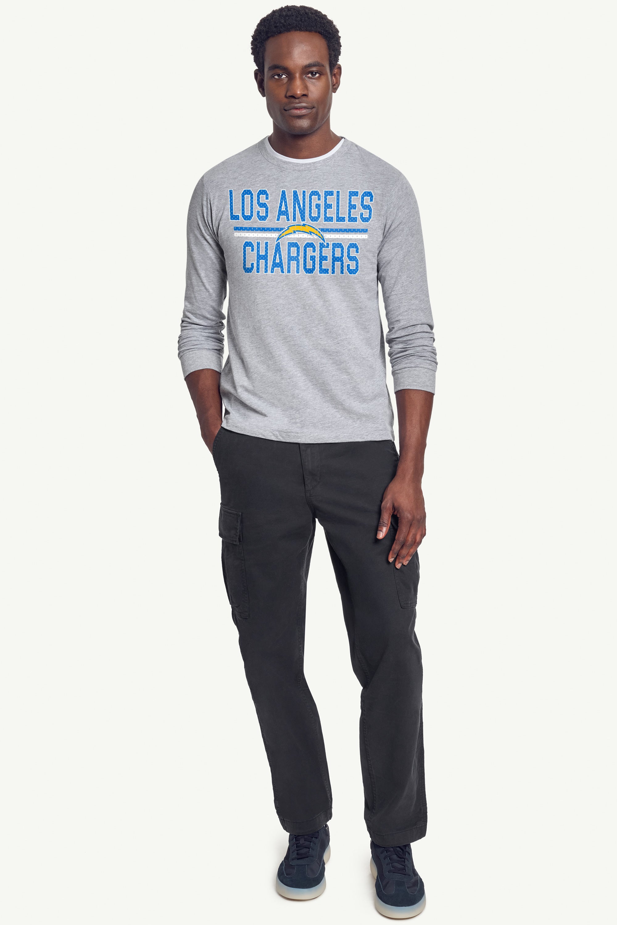 MENS LOS ANGELES CHARGERS MESH LOOK LONG SLEEVE T SHIRT View 3 | Los Angeles Chargers