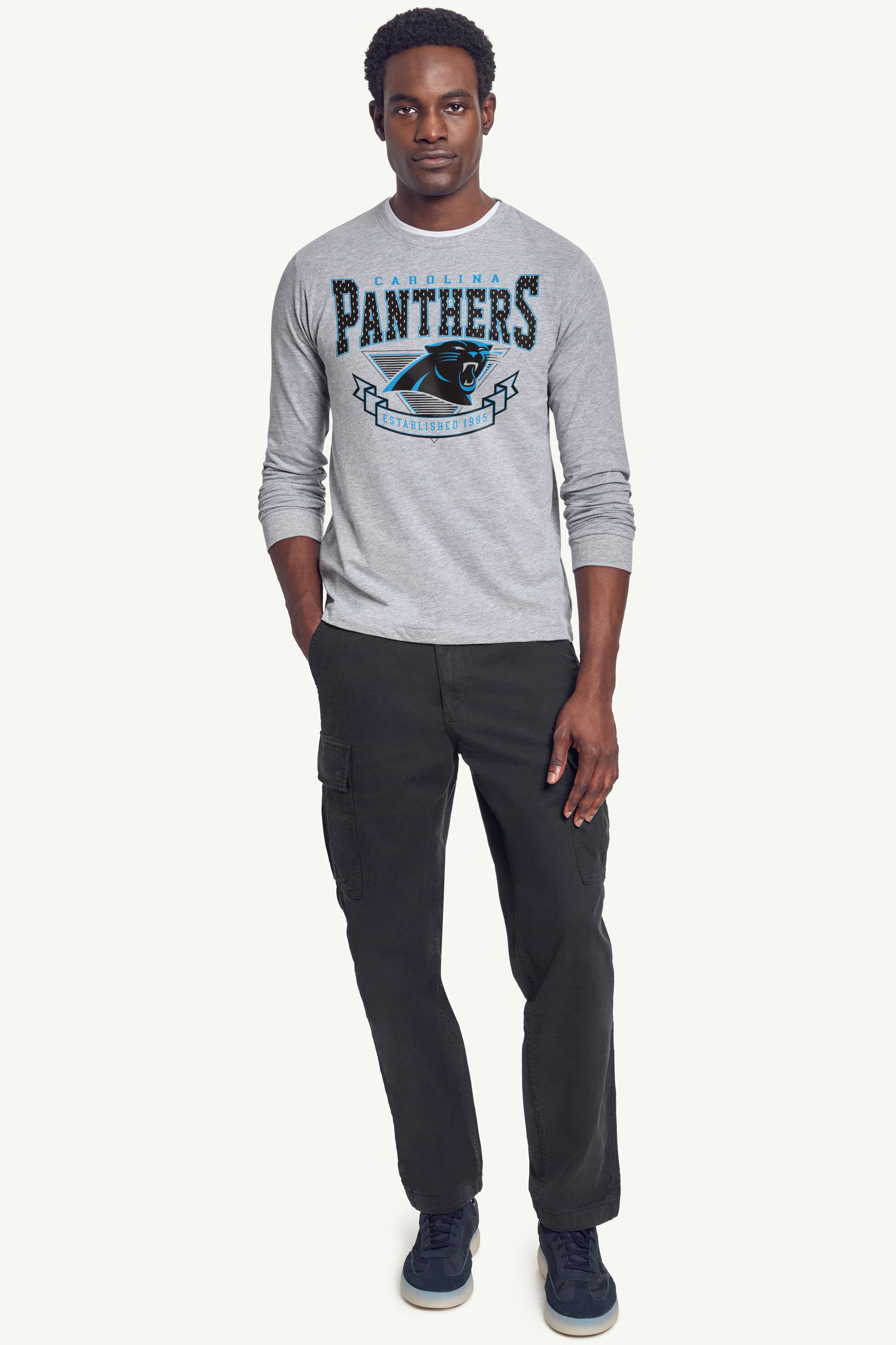 MENS CAROLINA PANTHERS 80's INSPIRED LONG SLEEVE T SHIRT View 4 | Carolina Panthers