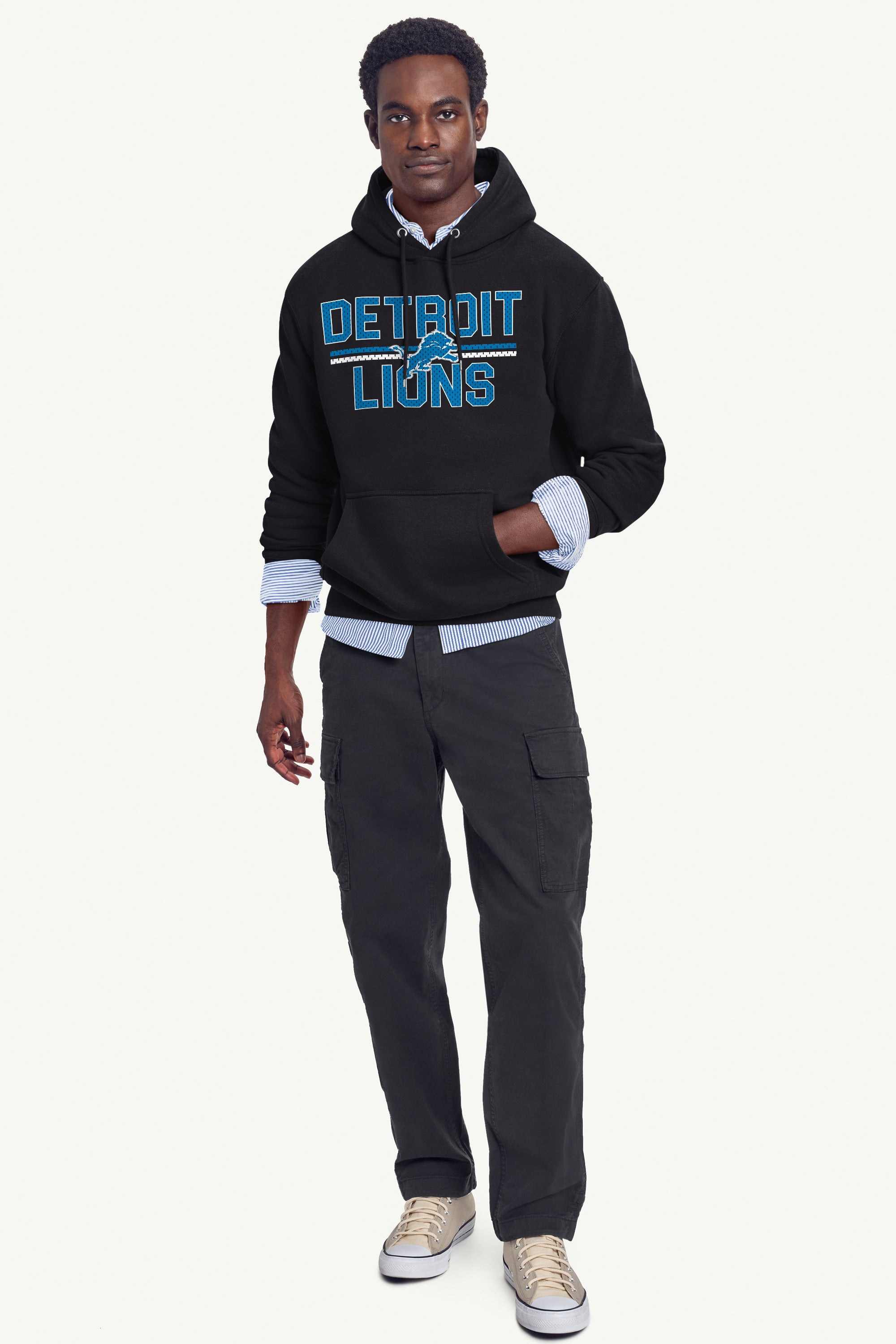 MENS DETROIT LIONS MESH LOOK HOODIE View 2 | NFL