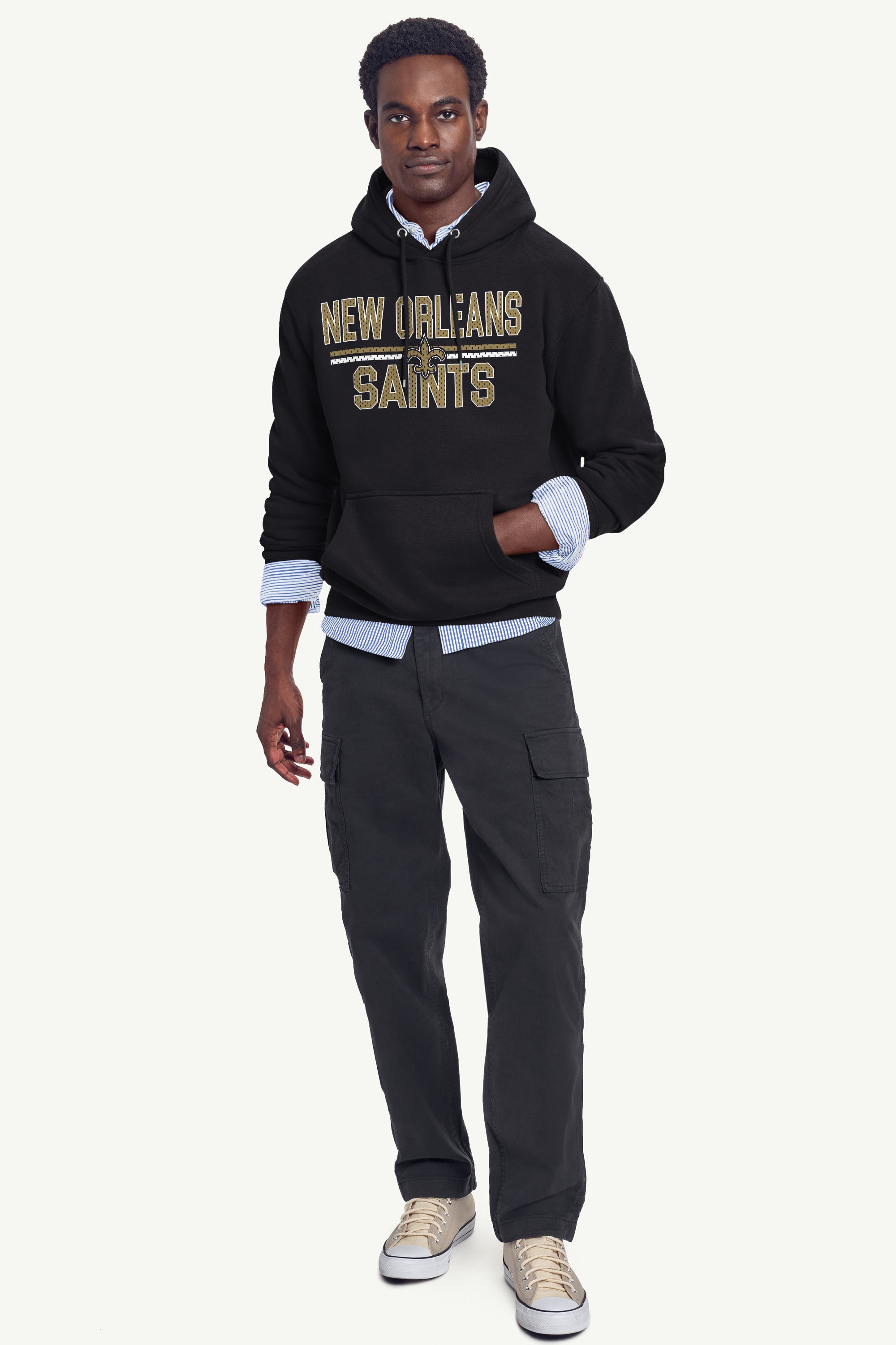 MENS NEW ORLEANS SAINTS MESH LOOK HOODIE View 2 | NFL MENS NEW ORLEANS SAINTS MESH LOOK HOODIE View 2 | NFL