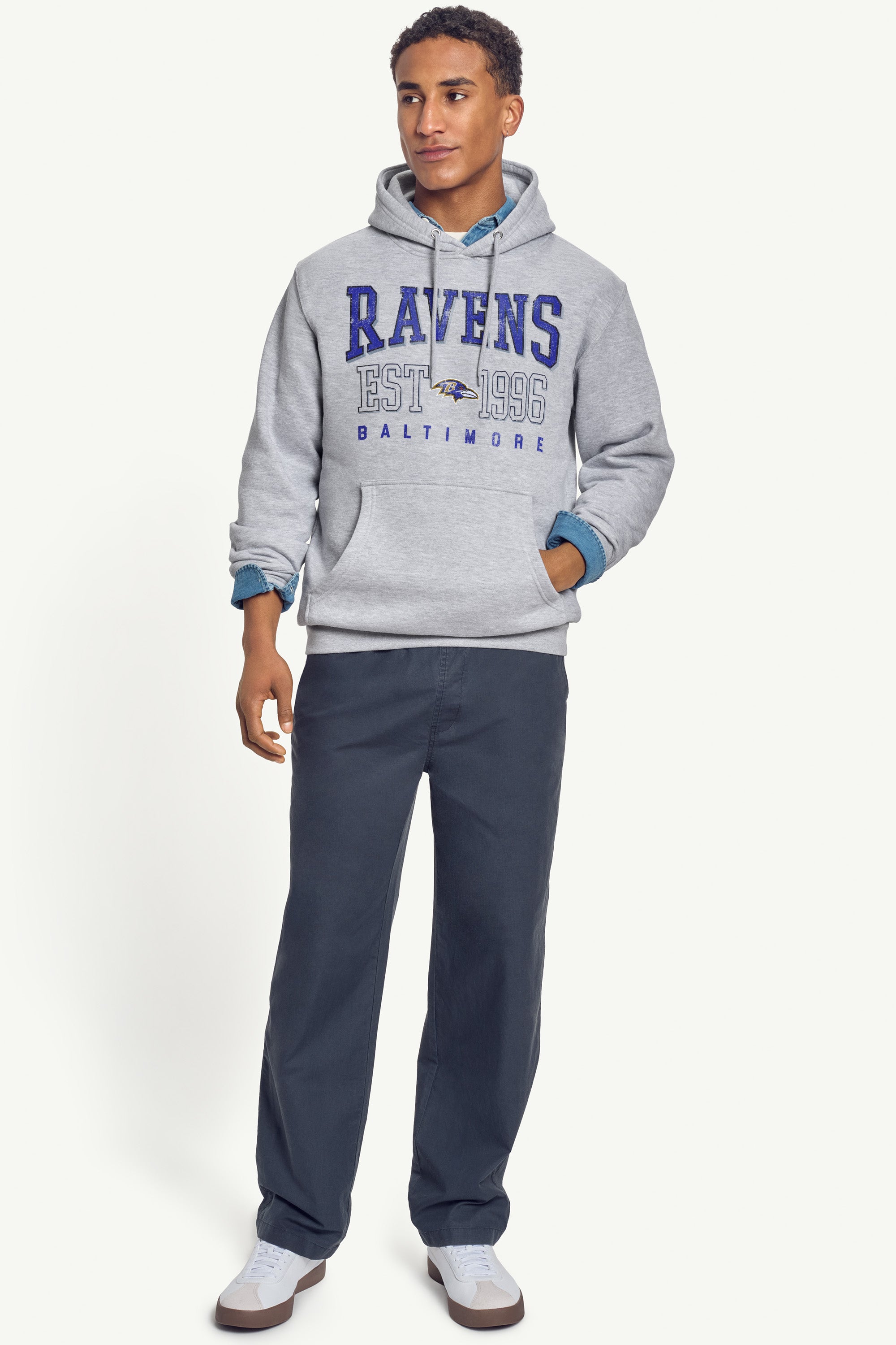 MENS BALTIMORE RAVENS RETRO HOODIE View 3