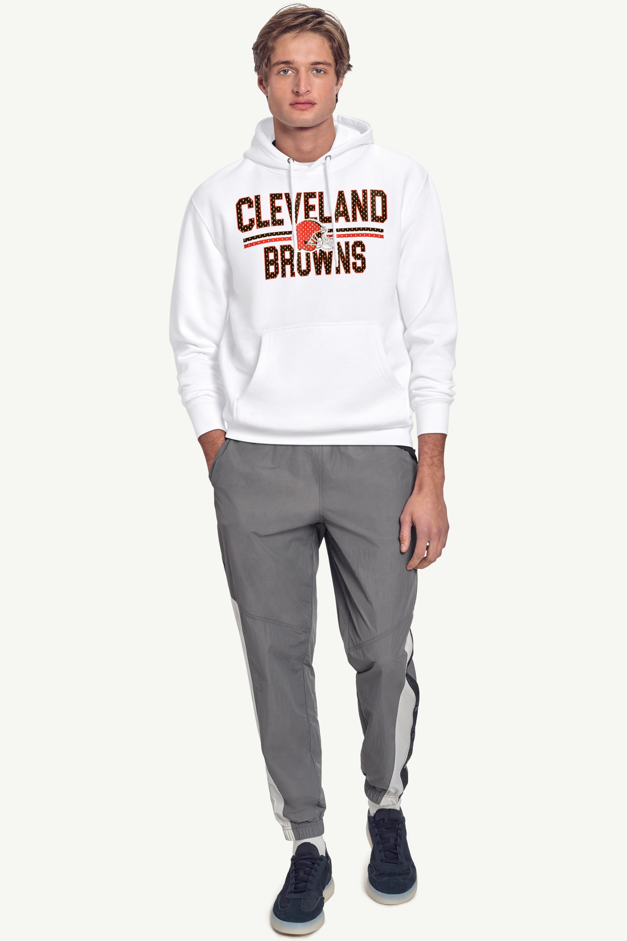 MENS CLEVELAND BROWNS MESH LOOK HOODIE View 2 | Cleveland Browns