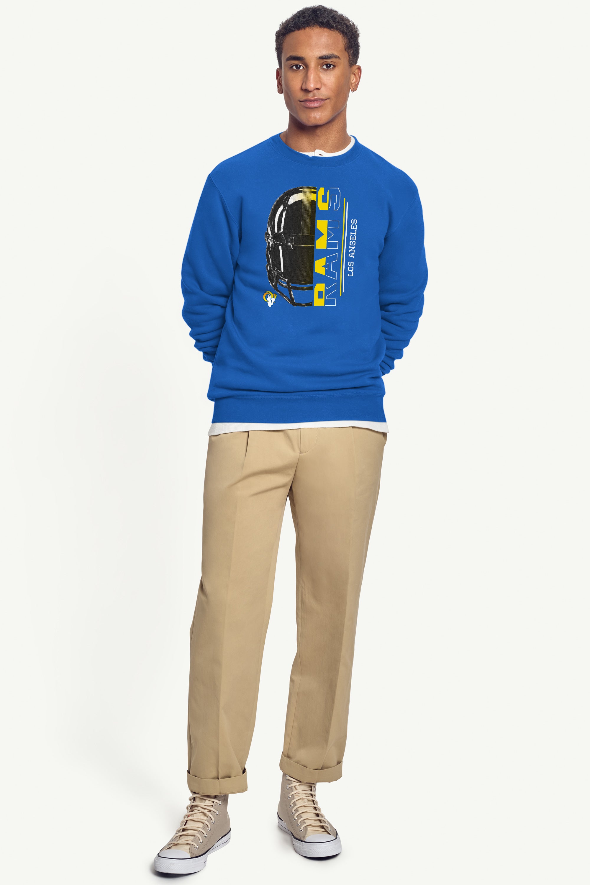 MENS LOS ANGELES RAMS HALF HELMET SWEATSHIRT View 3 | Los Angeles Rams